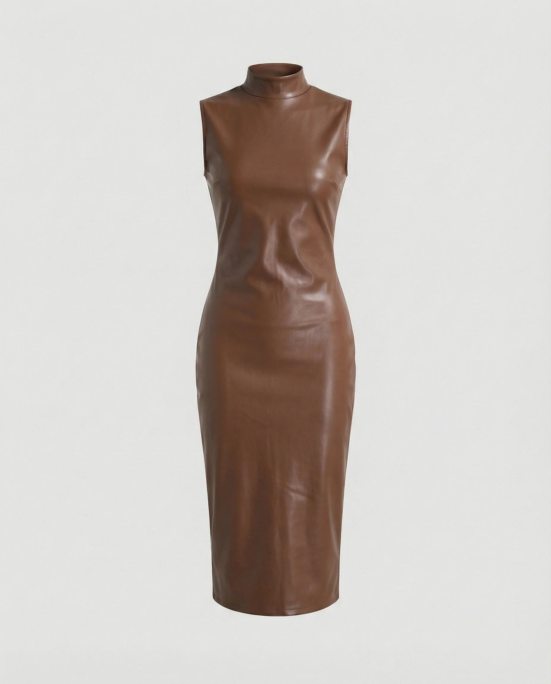 Damen Midikleid Lederoptik figurbetont - Image 6