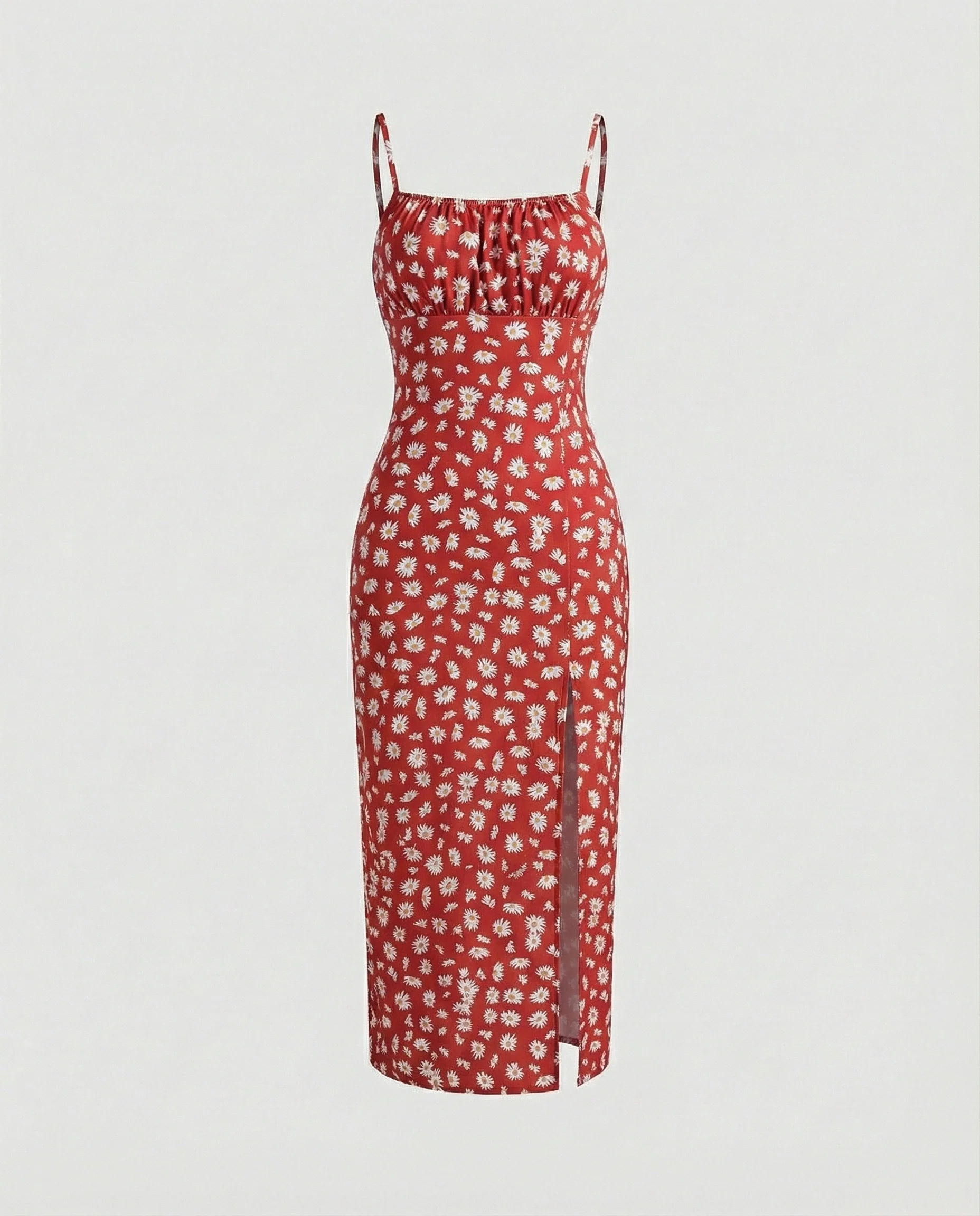 Damen Midikleid floral mit Schlitz - Image 5