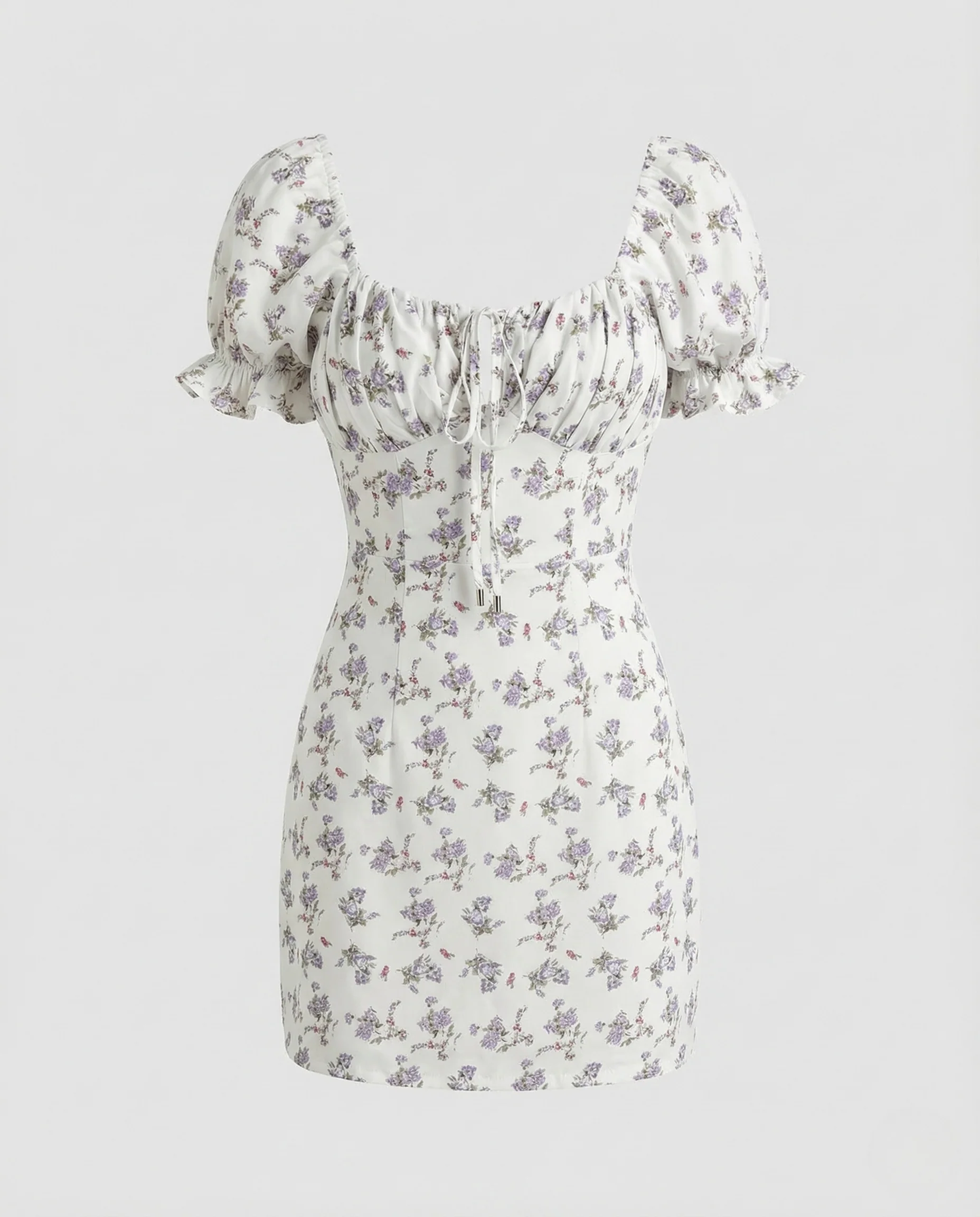 Damen Minikleid Eckiger Ausschnitt Puffärmel - Image 5