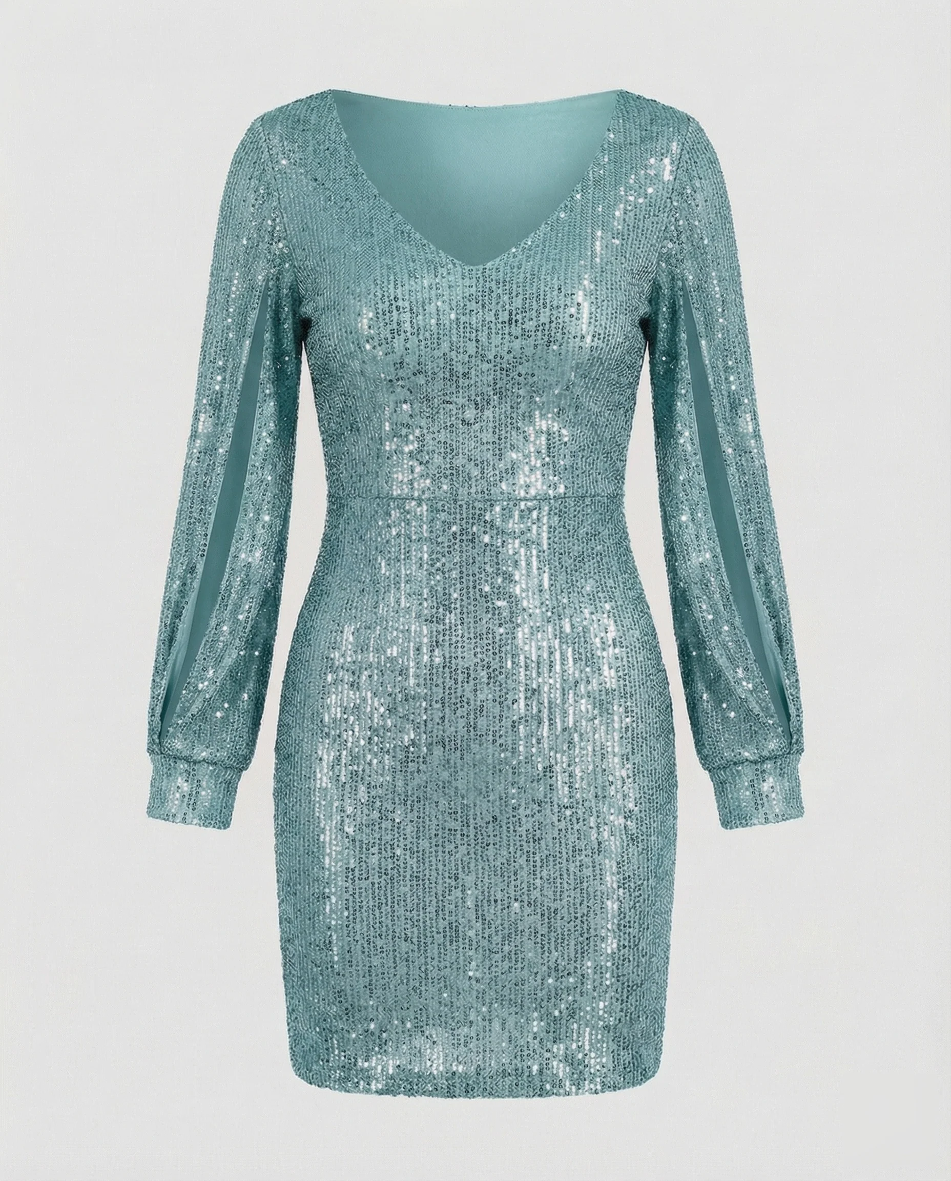 Damen Pailletten Minikleid V Ausschnitt - Image 10