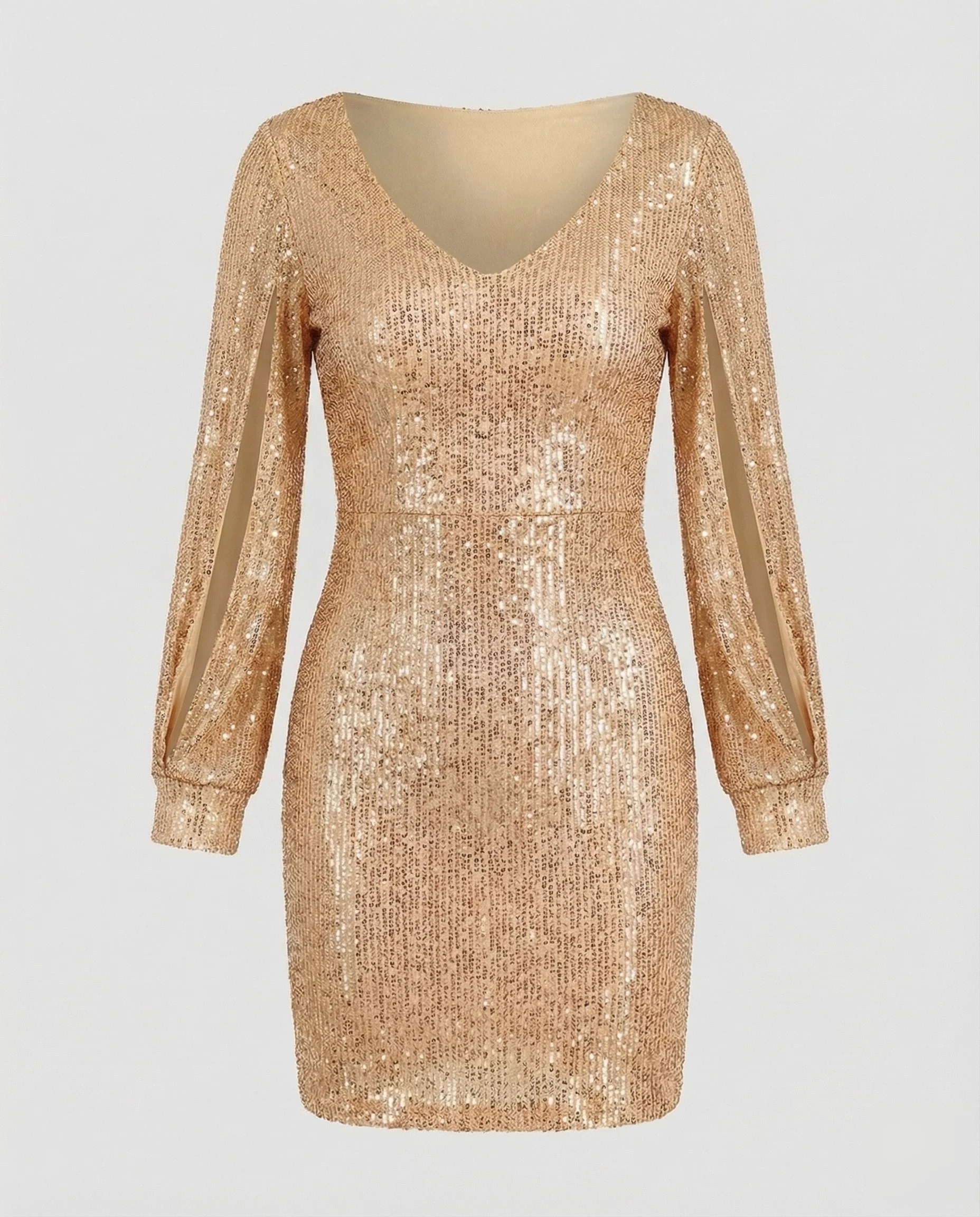 Damen Pailletten Minikleid V Ausschnitt - Image 11