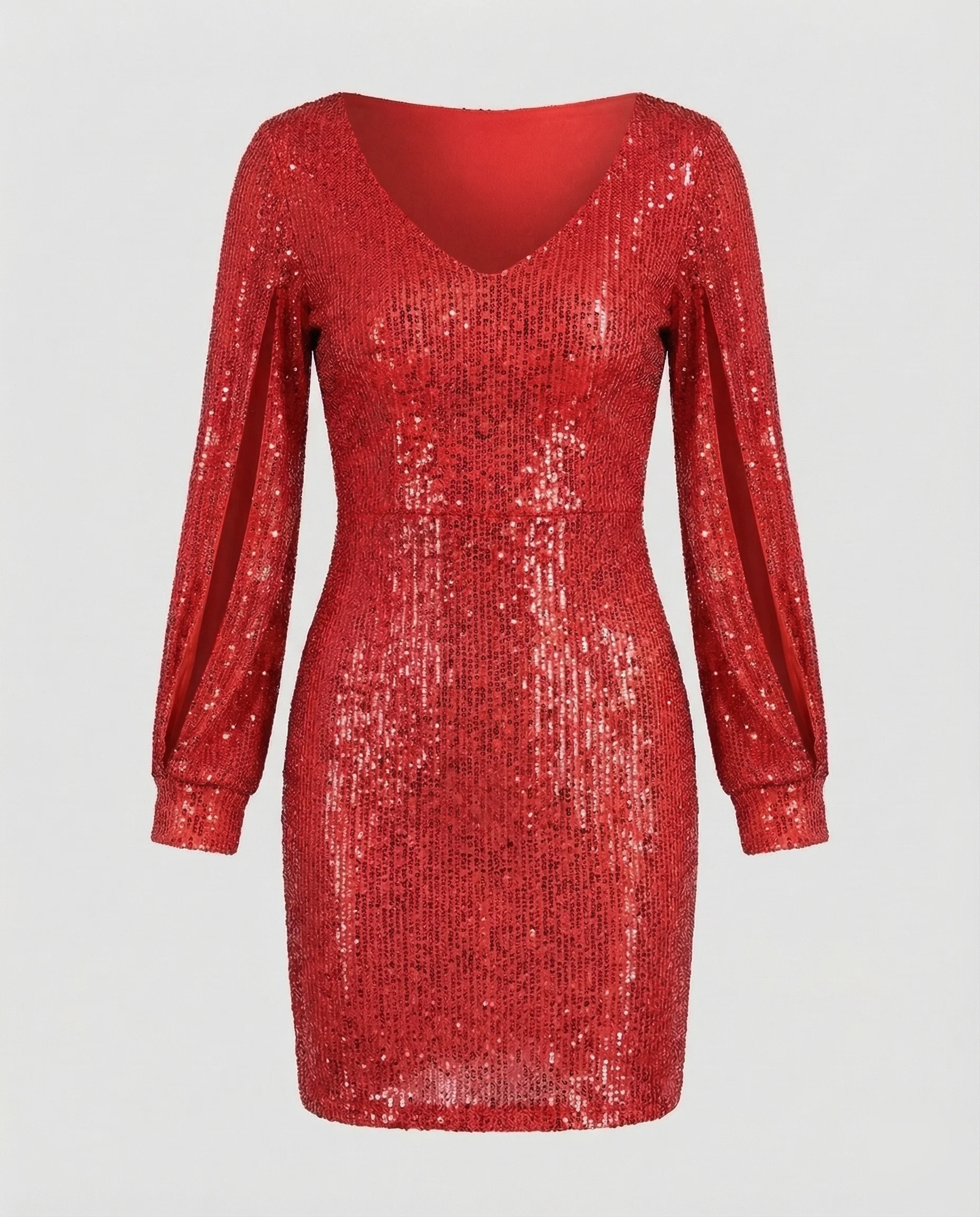 Damen Pailletten Minikleid V Ausschnitt - Image 6