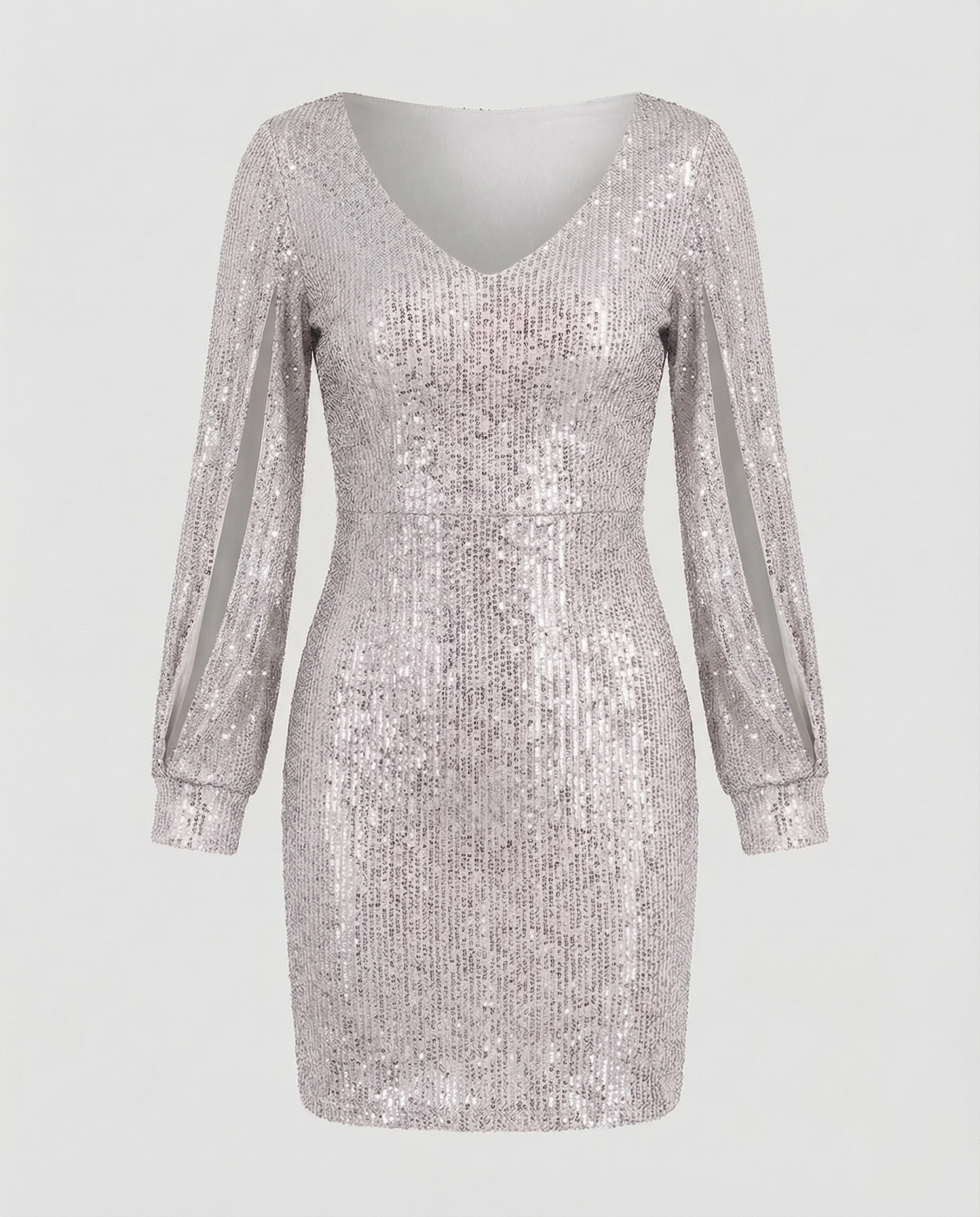 Damen Pailletten Minikleid V Ausschnitt - Image 8