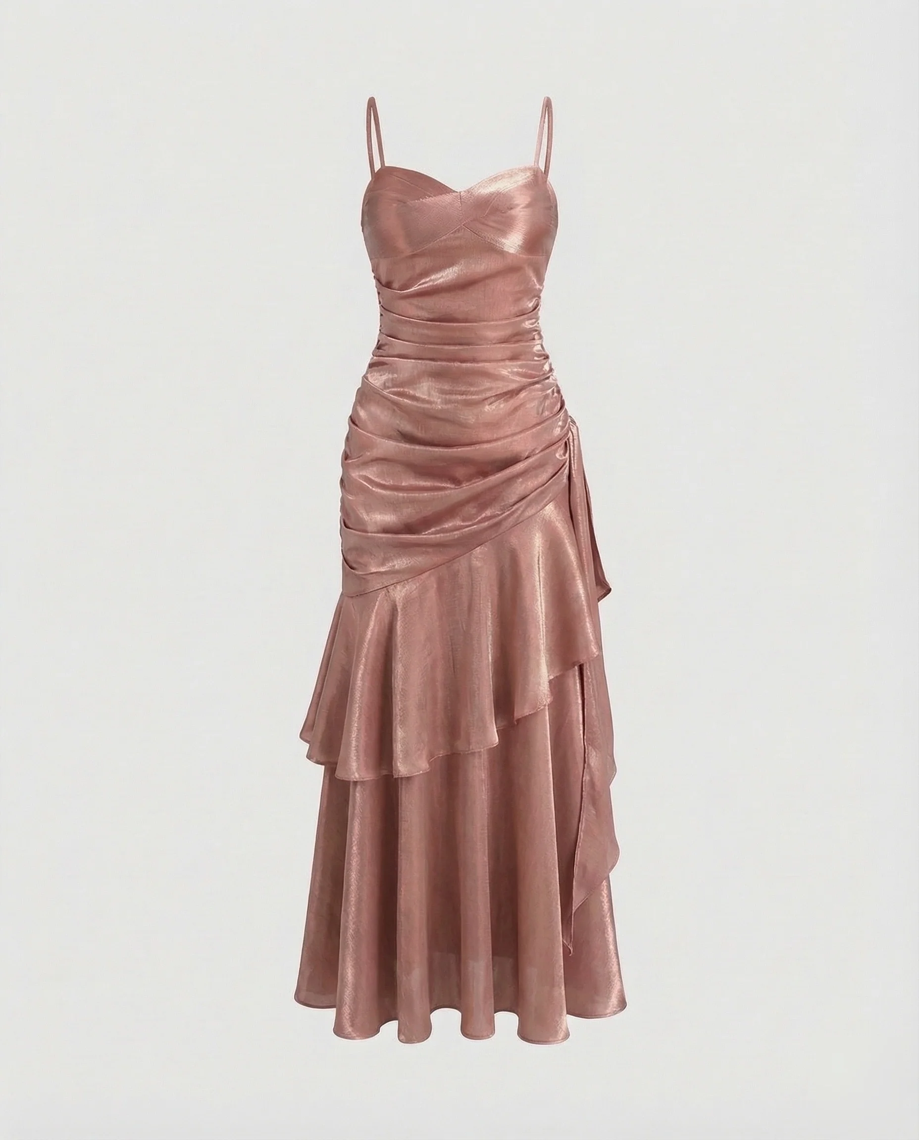 Damen Samt Abendkleid mit Volantrock - Image 11
