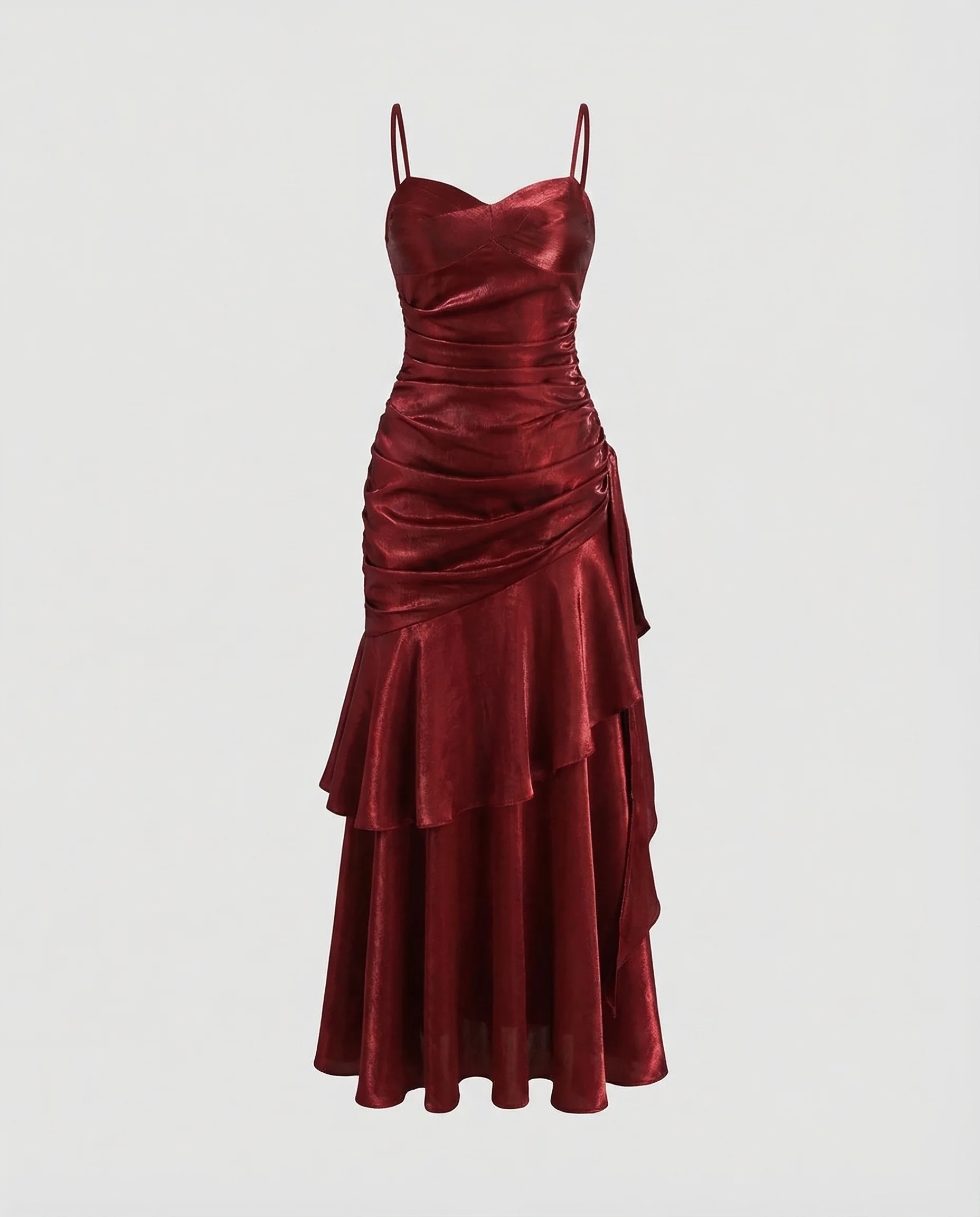 Damen Samt Abendkleid mit Volantrock - Image 5