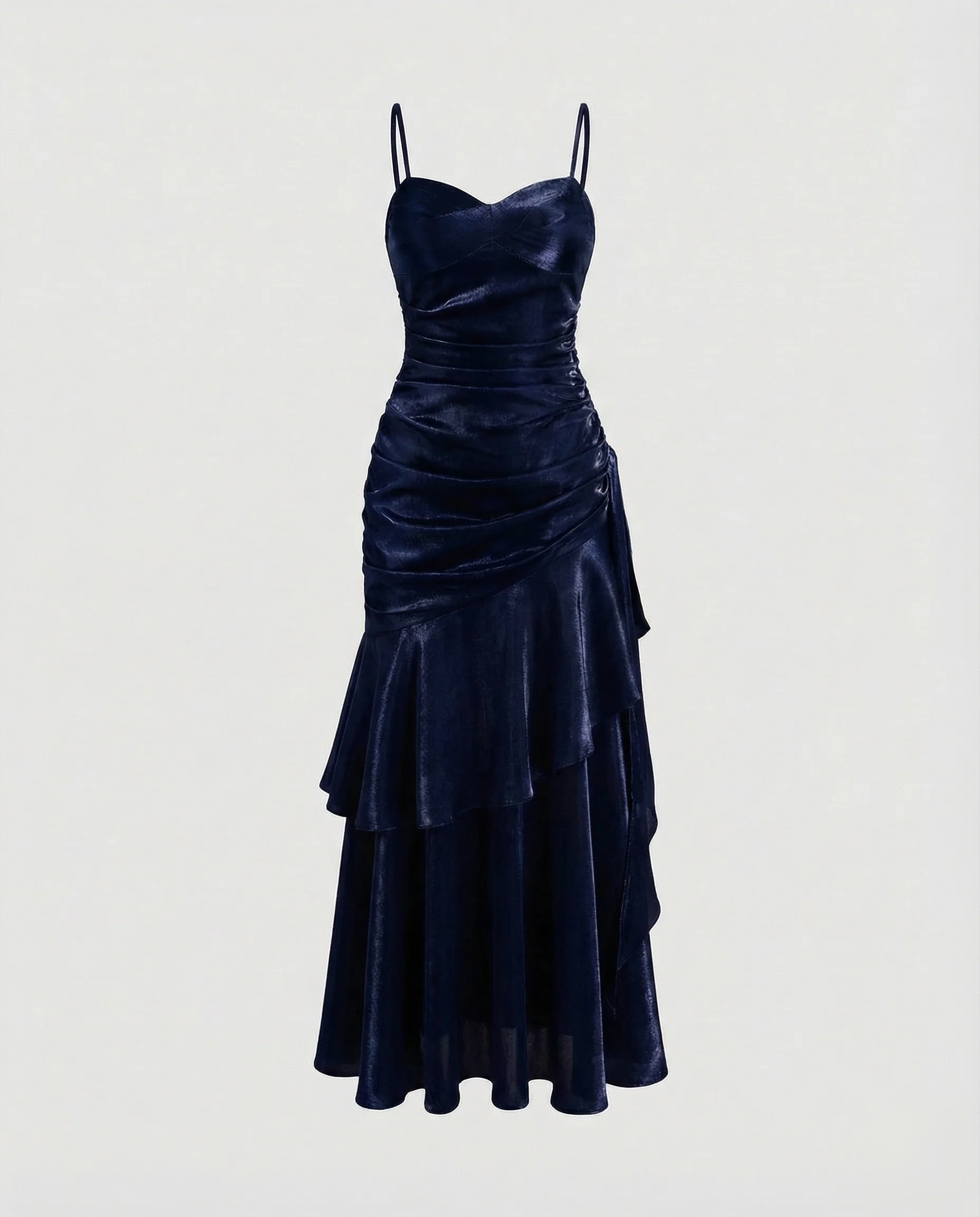 Damen Samt Abendkleid mit Volantrock - Image 6