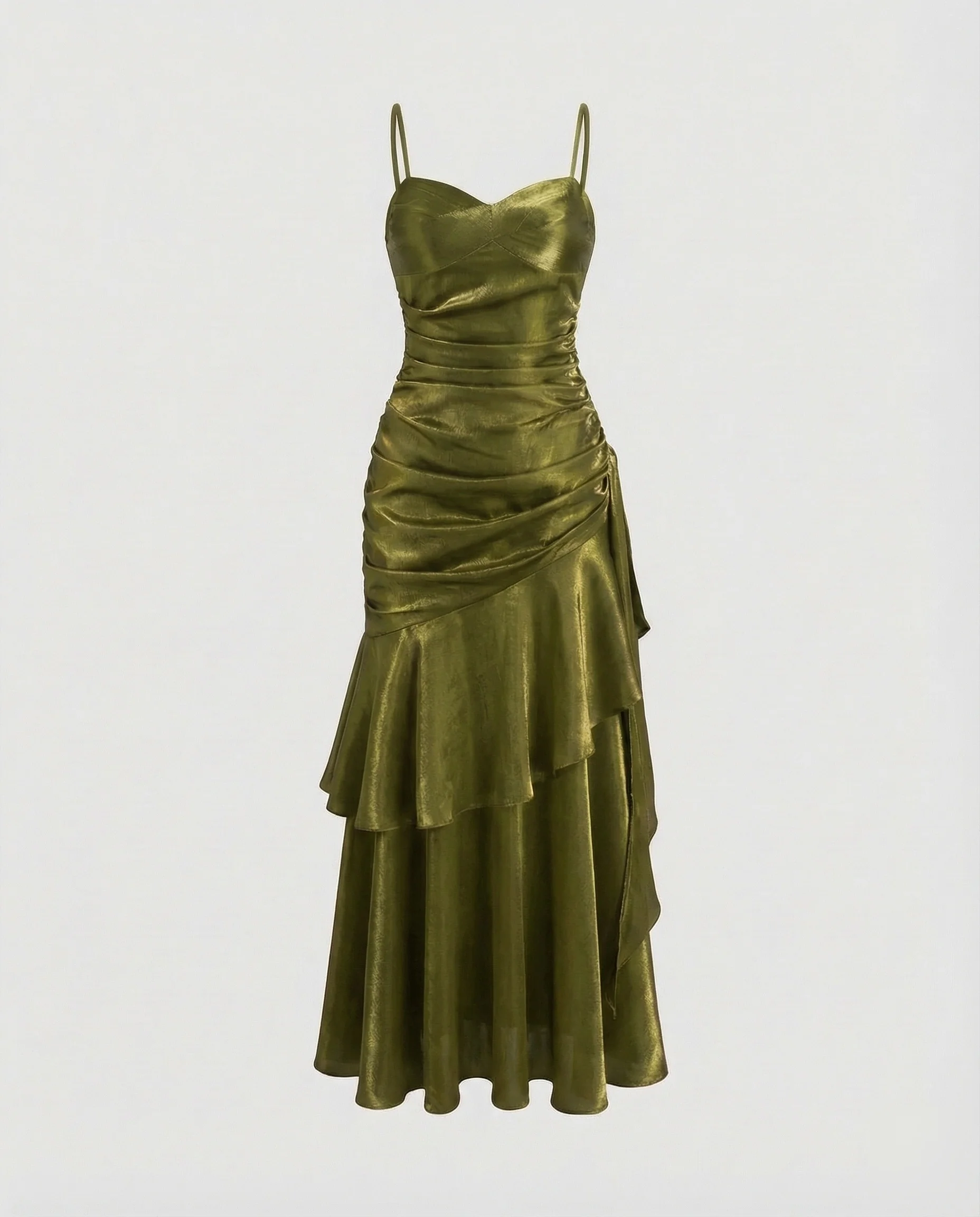 Damen Samt Abendkleid mit Volantrock - Image 9