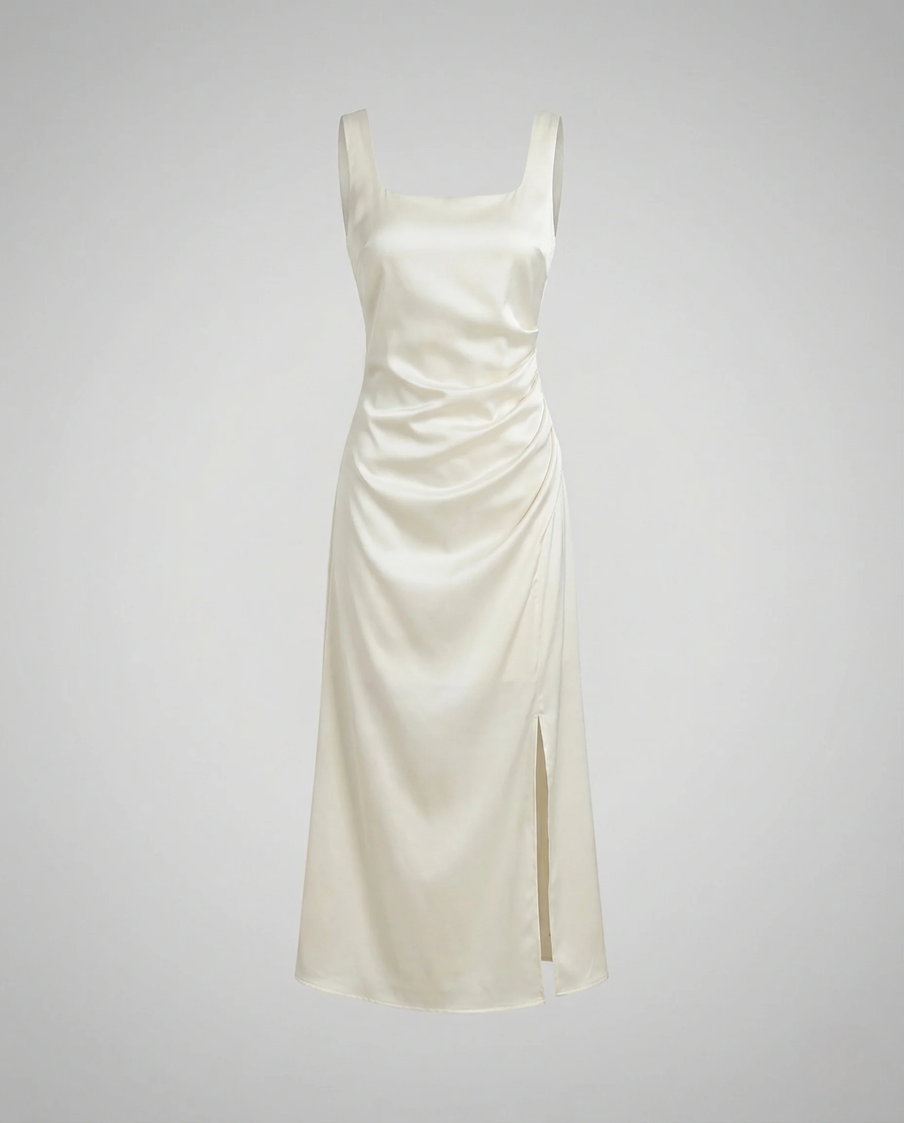 Damen Satin Abendkleid mit Hohem Schlitz - Image 5