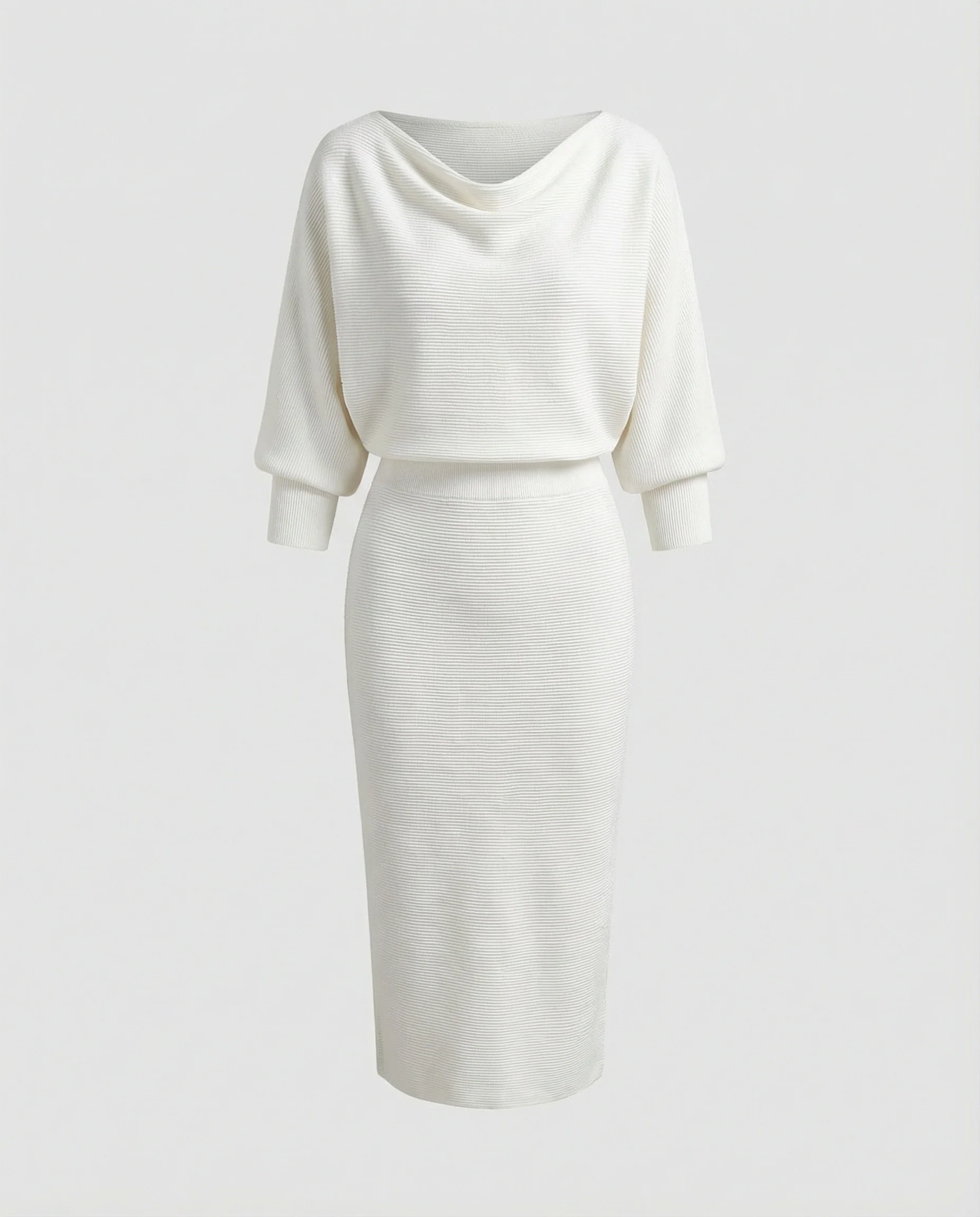 Damen Strick Midikleid mit Wasserfall - Image 4