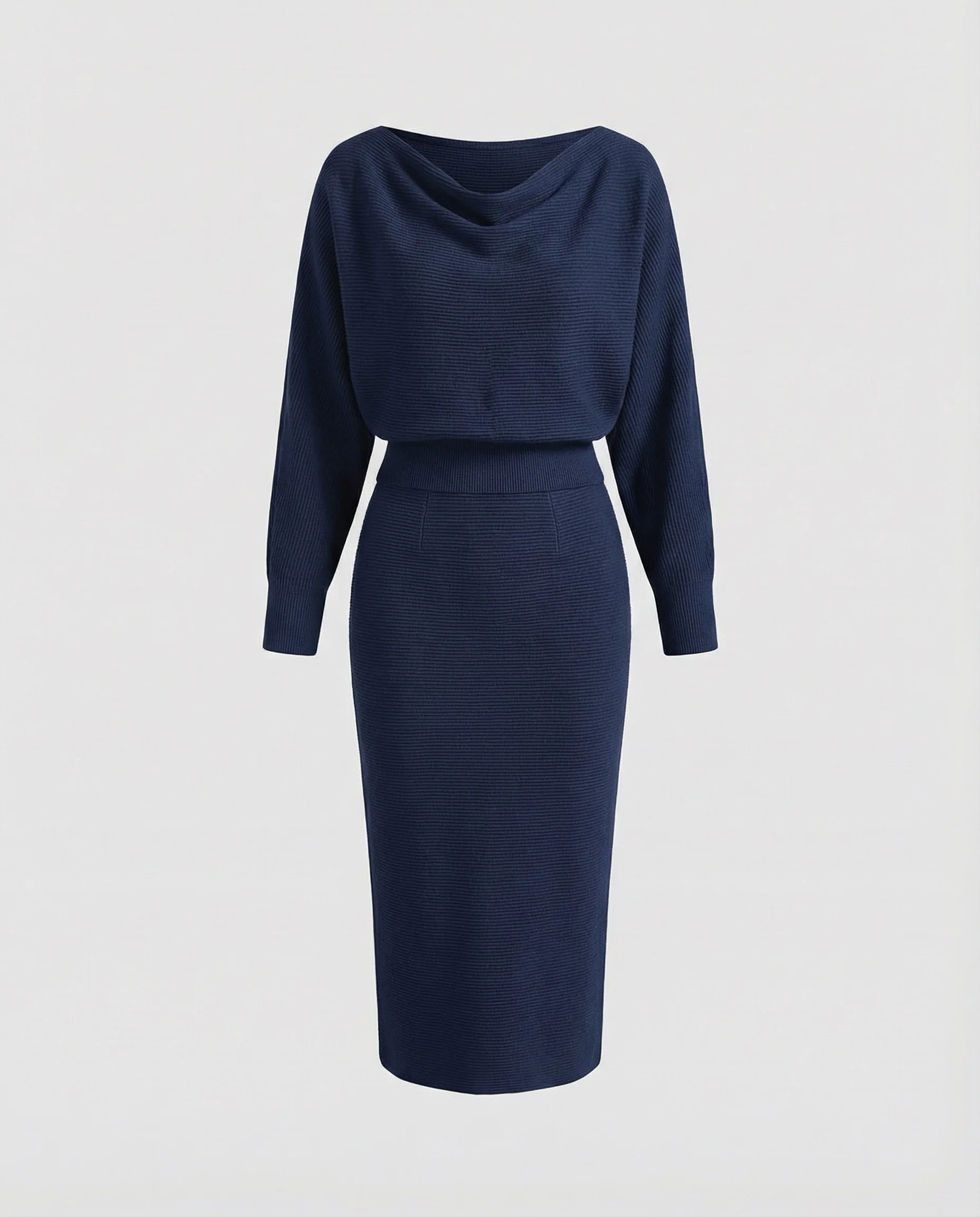 Damen Strick Midikleid mit Wasserfall - Image 5