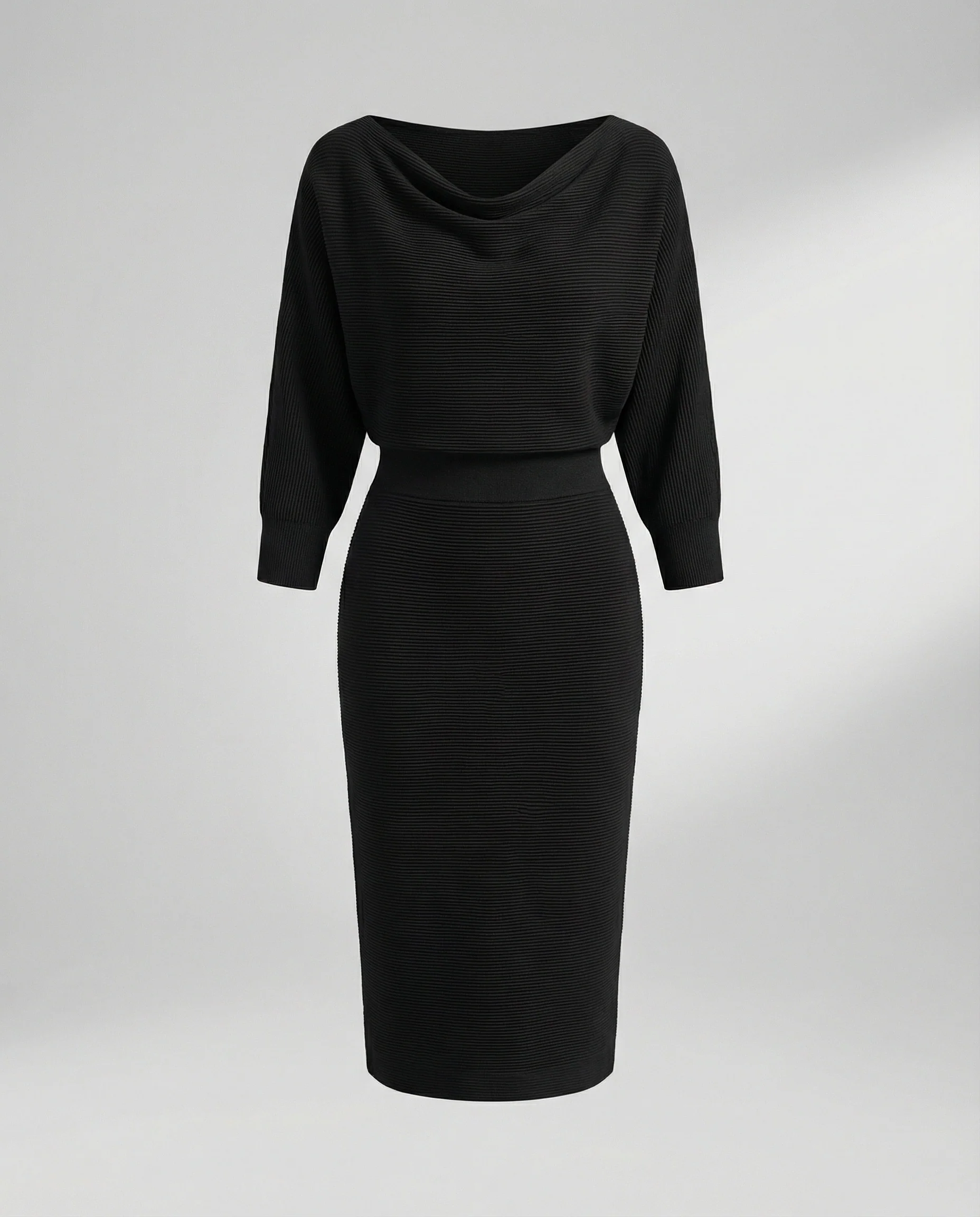 Damen Strick Midikleid mit Wasserfall - Image 6
