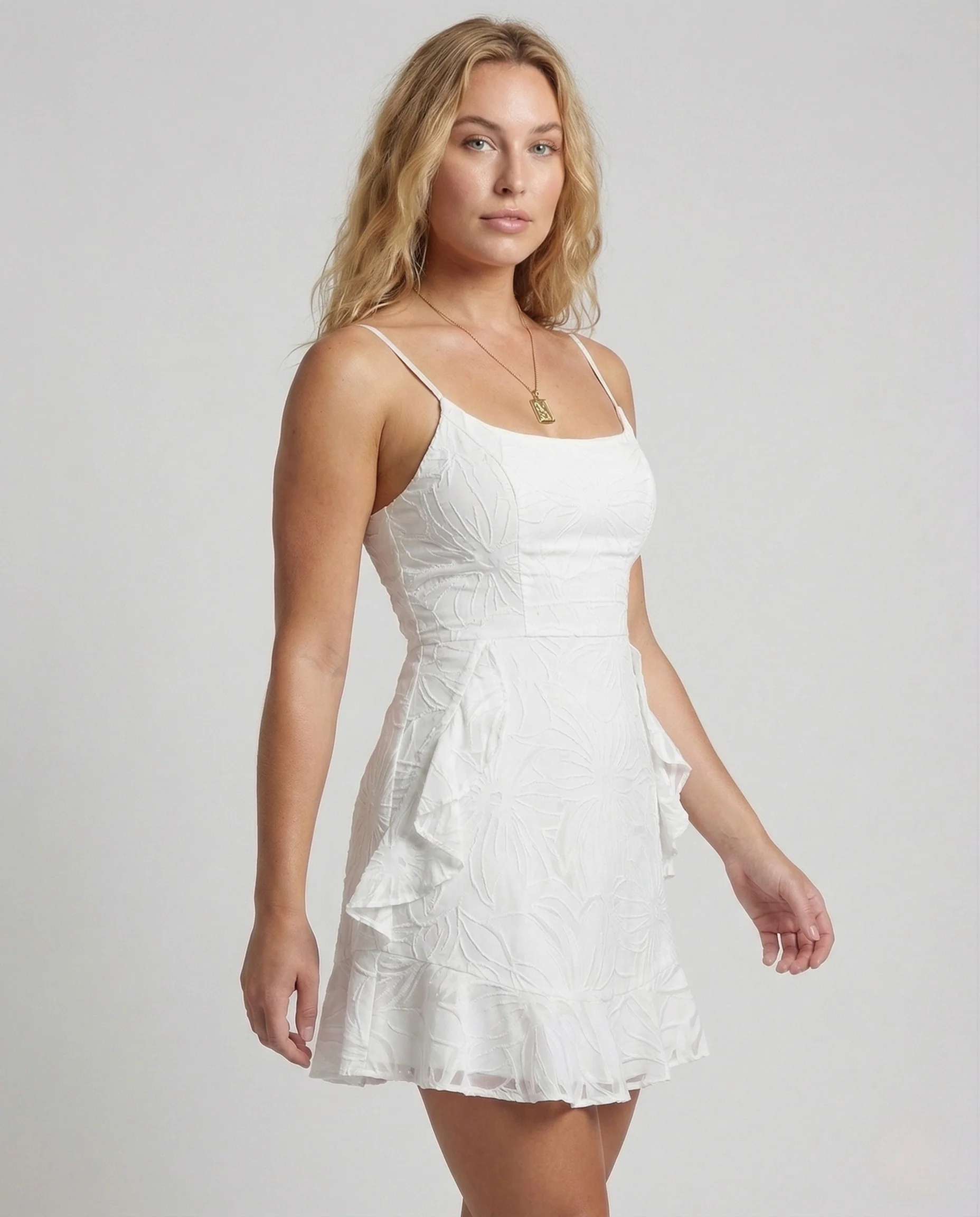 Damen Trägerkleid mit Jacquard Volantrock - Image 2