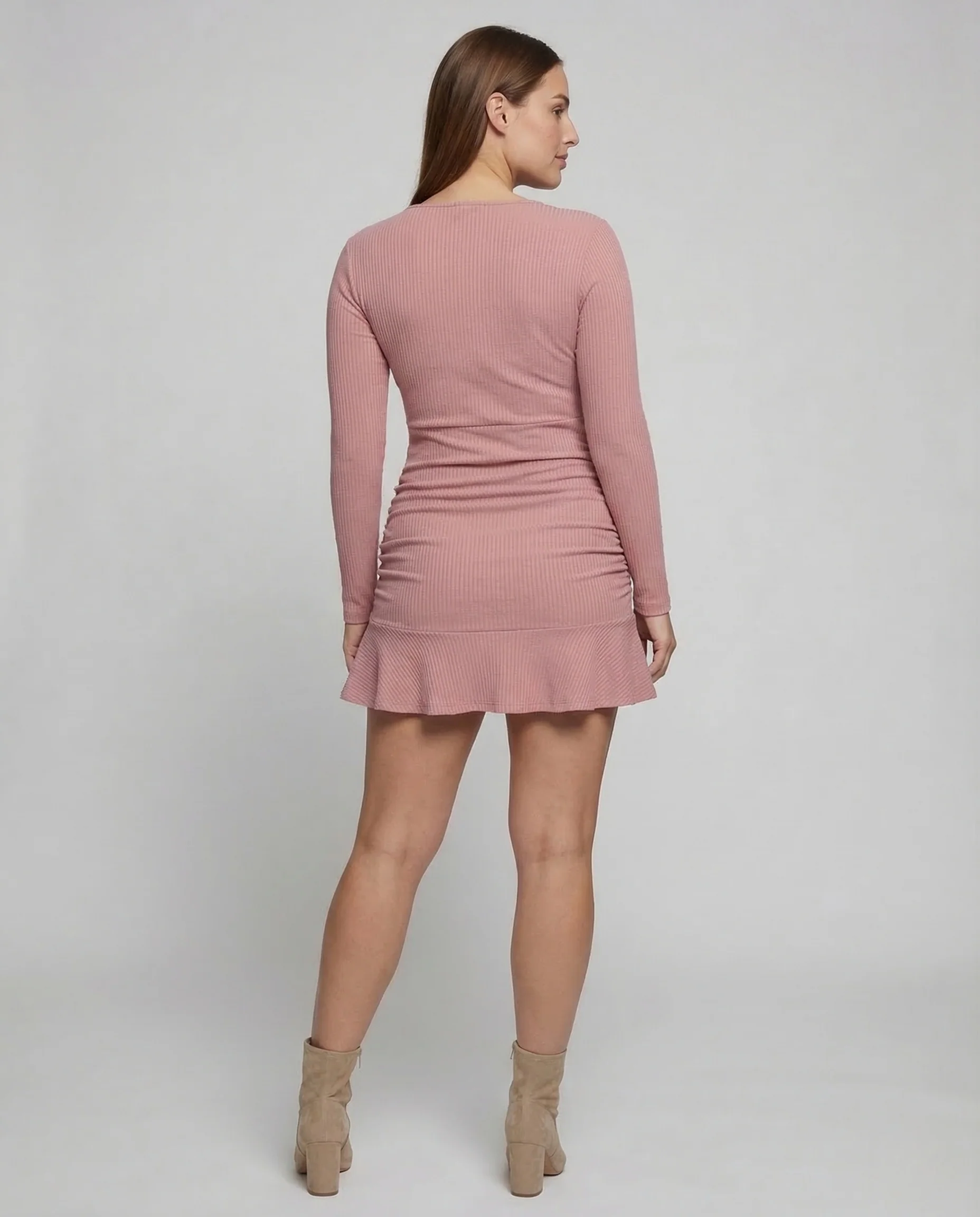 Damen Wickel Minikleid Rippstrick - Image 4