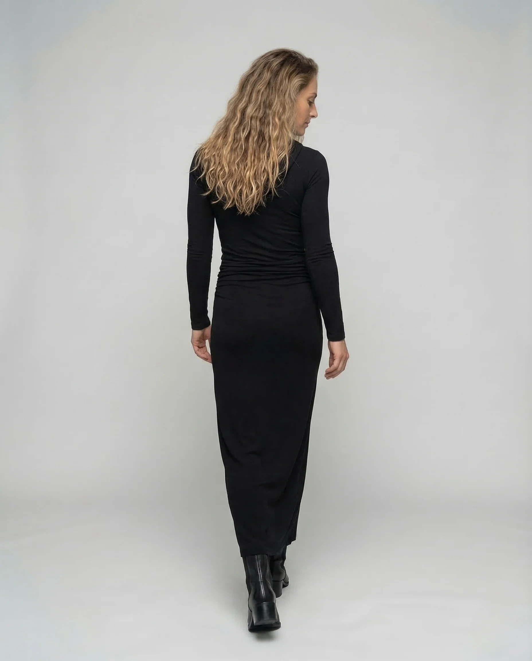 Damen Maxikleid V Ausschnitt Raffung - Image 4