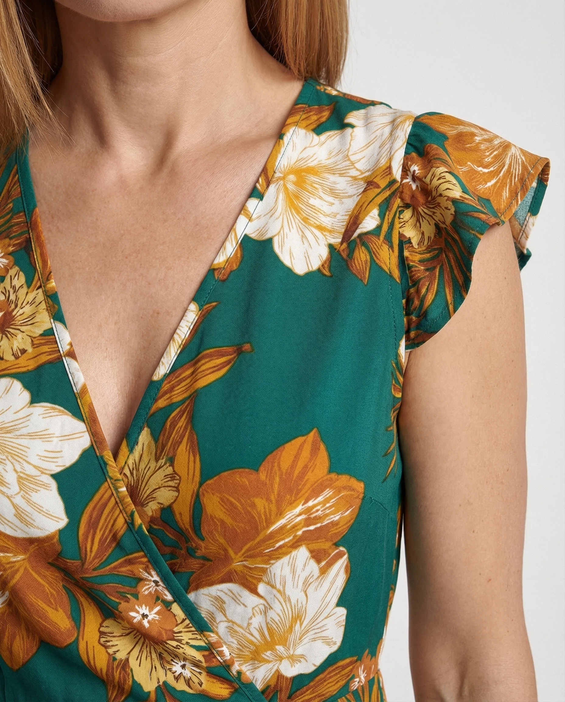 Damen Wickel Midikleid mit Rüschen - Image 3