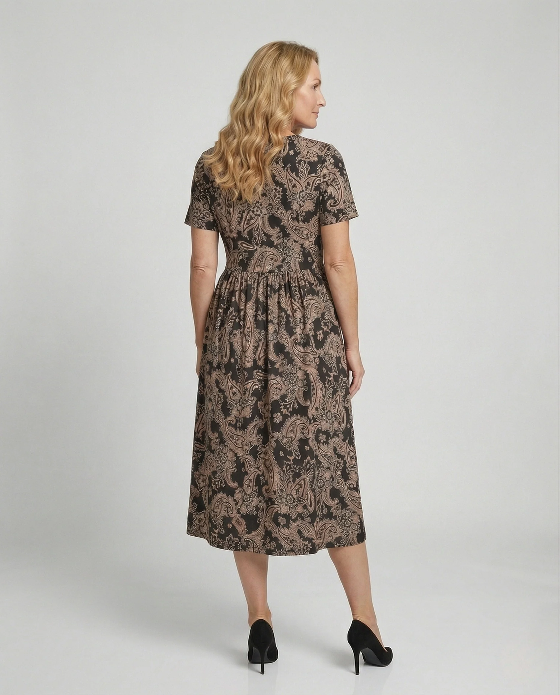 Damen Paisley-Midikleid mit geraffter Taille - Image 3