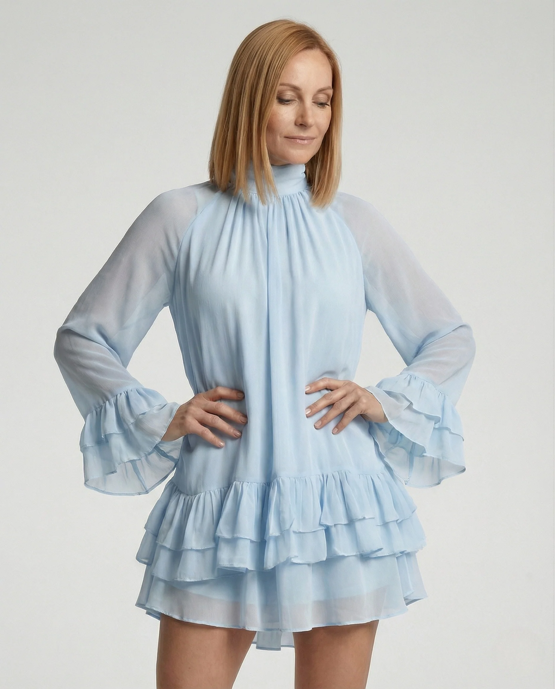 Freizeitkleid Damen Chiffon Bluse Volant - Image 2