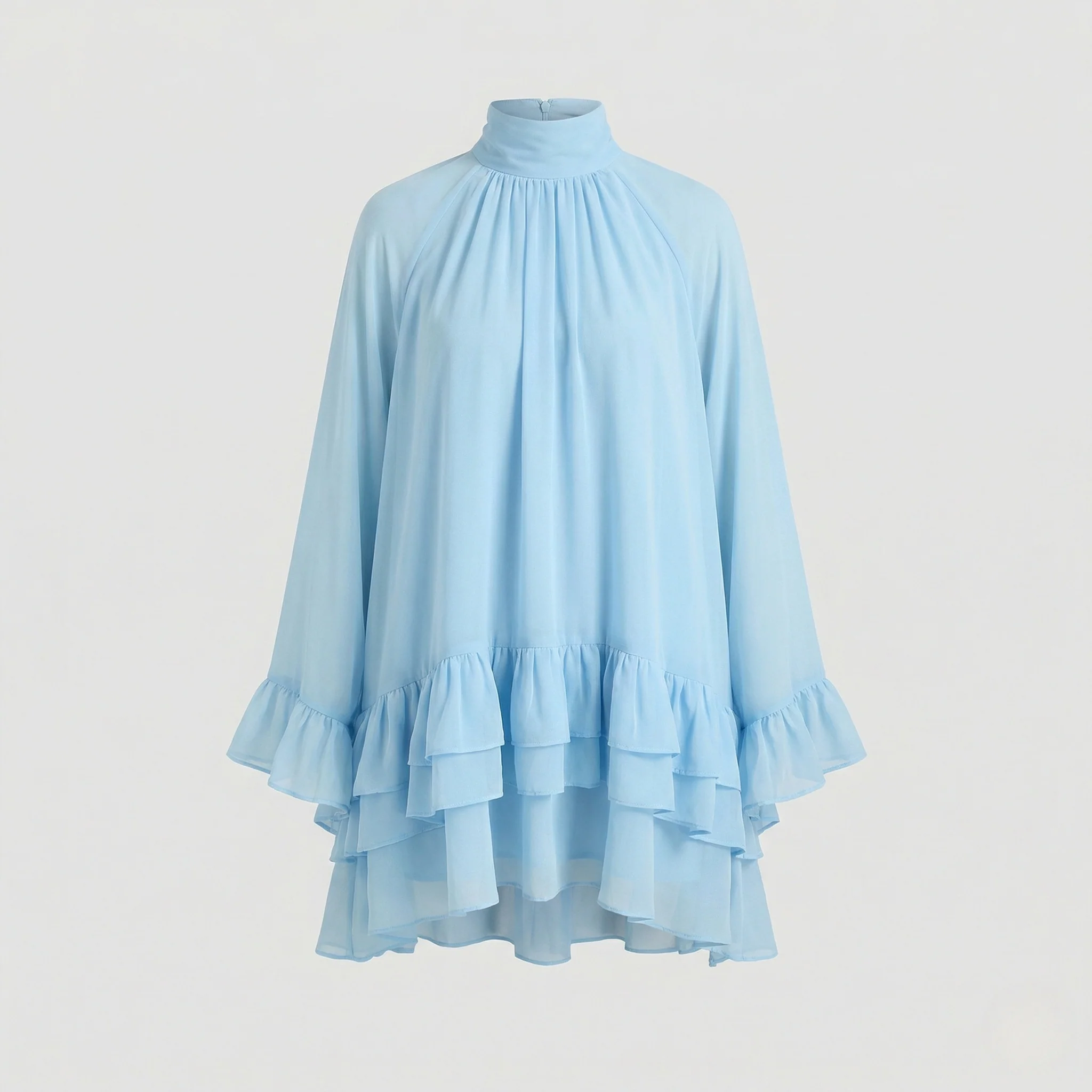 Freizeitkleid Damen Chiffon Bluse Volant - Image 4