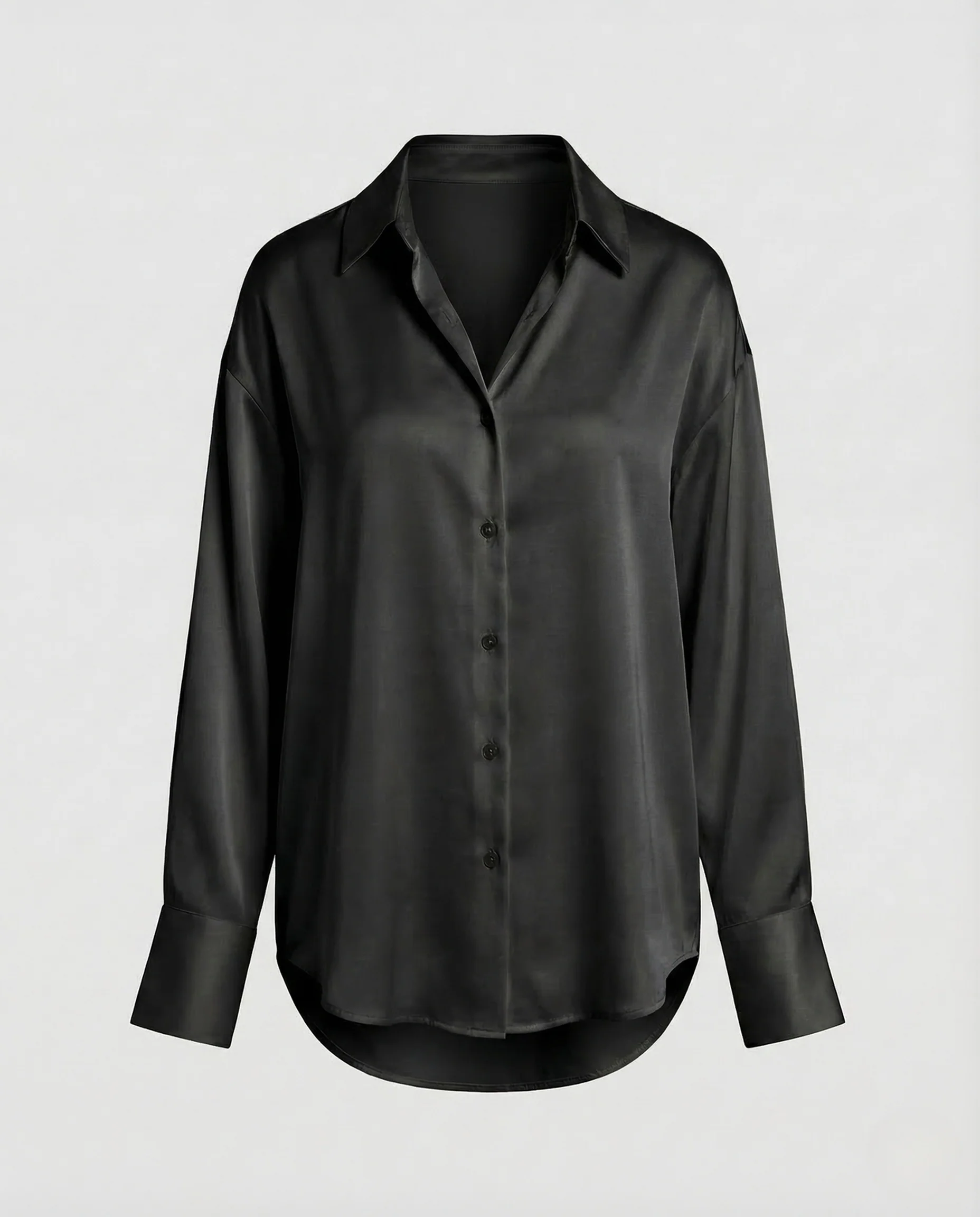 Damen Bluse Seidenoptik Hemdkragen - Image 6