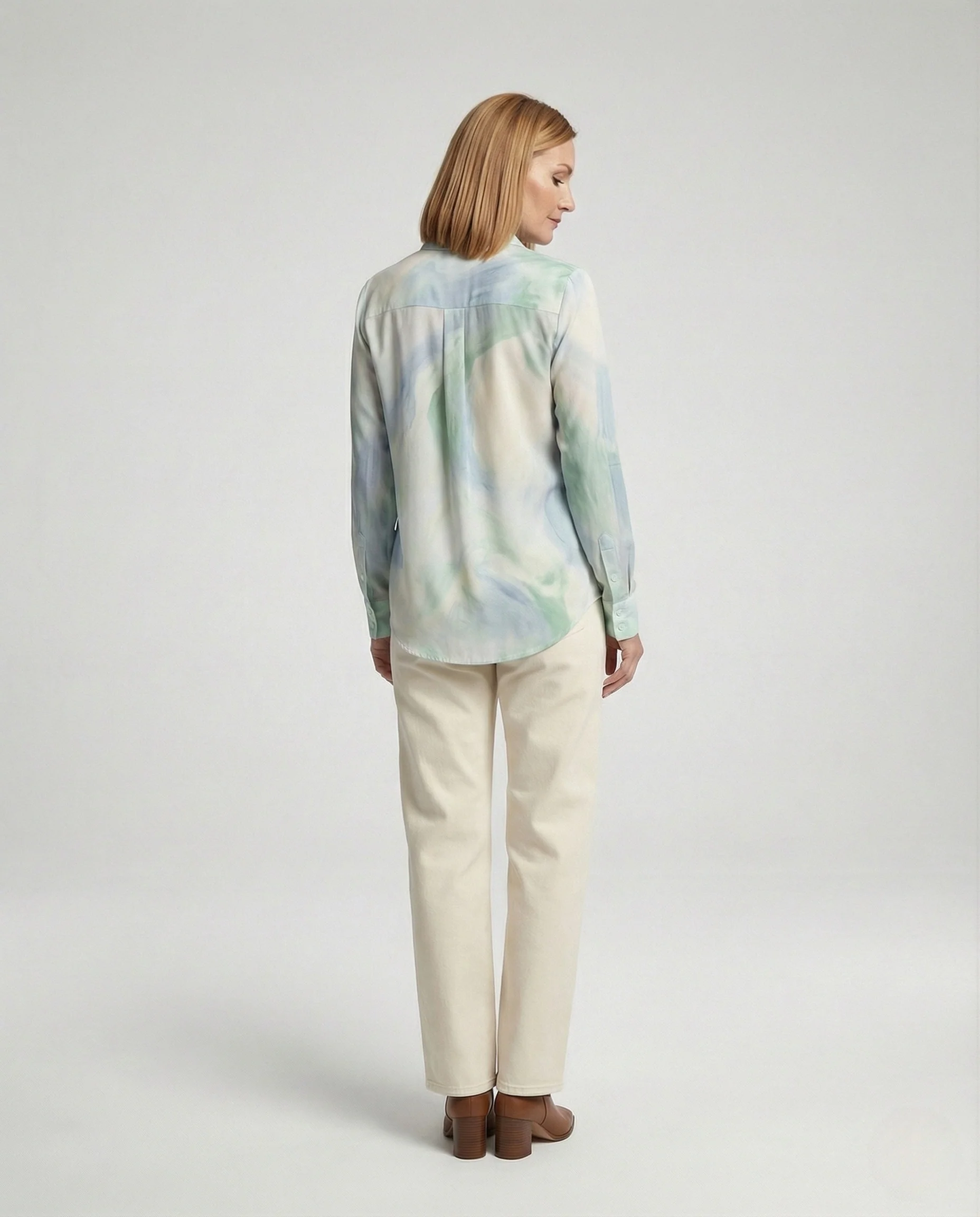 Damen Hemdbluse Seidenoptik Print - Image 4