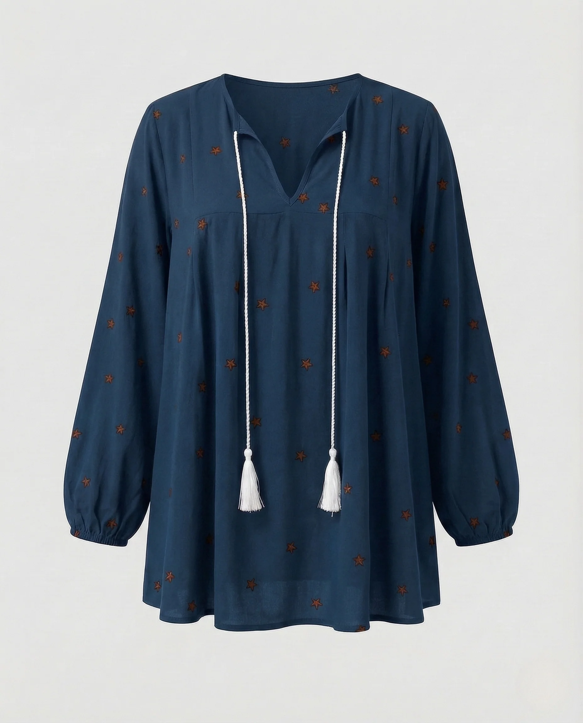 Damen Tunika Damen V-Ausschnitt Boho - Image 5
