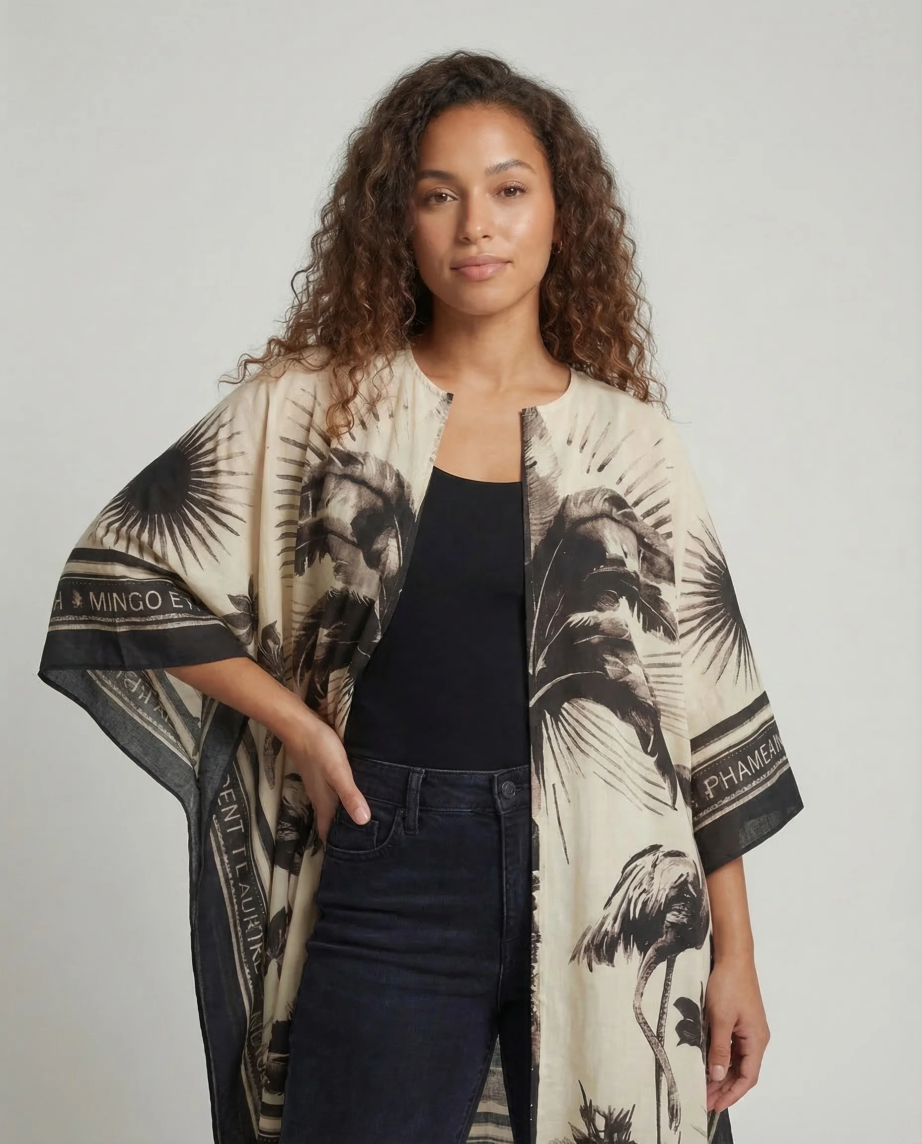 Damen Kaftan Maxikleid Print - Image 2