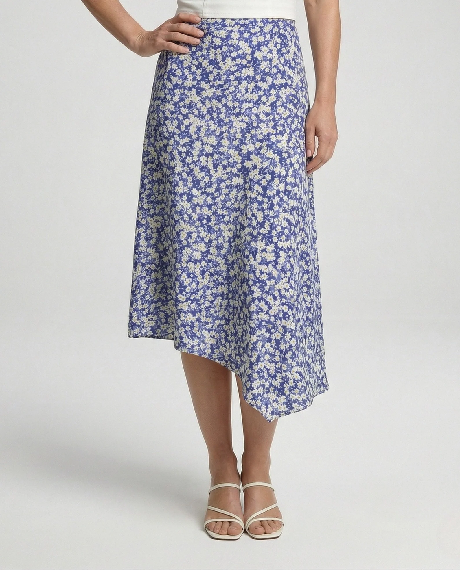 Midirock Damen Asymmetrisch Floral