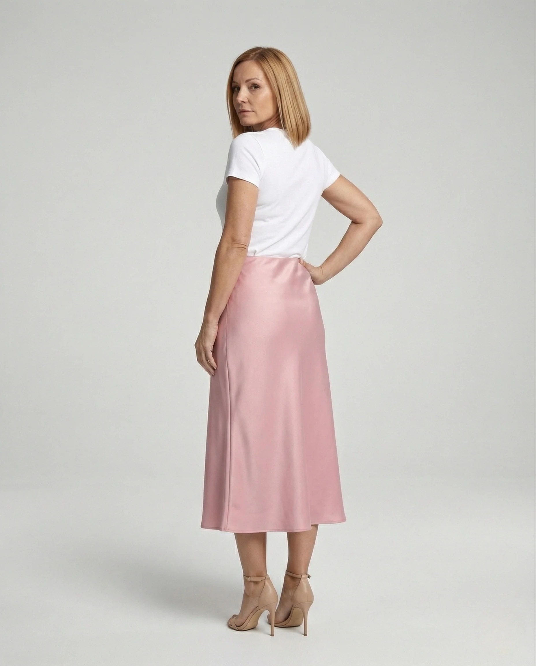 Maxirock Damen Satin A-Linie - Image 4