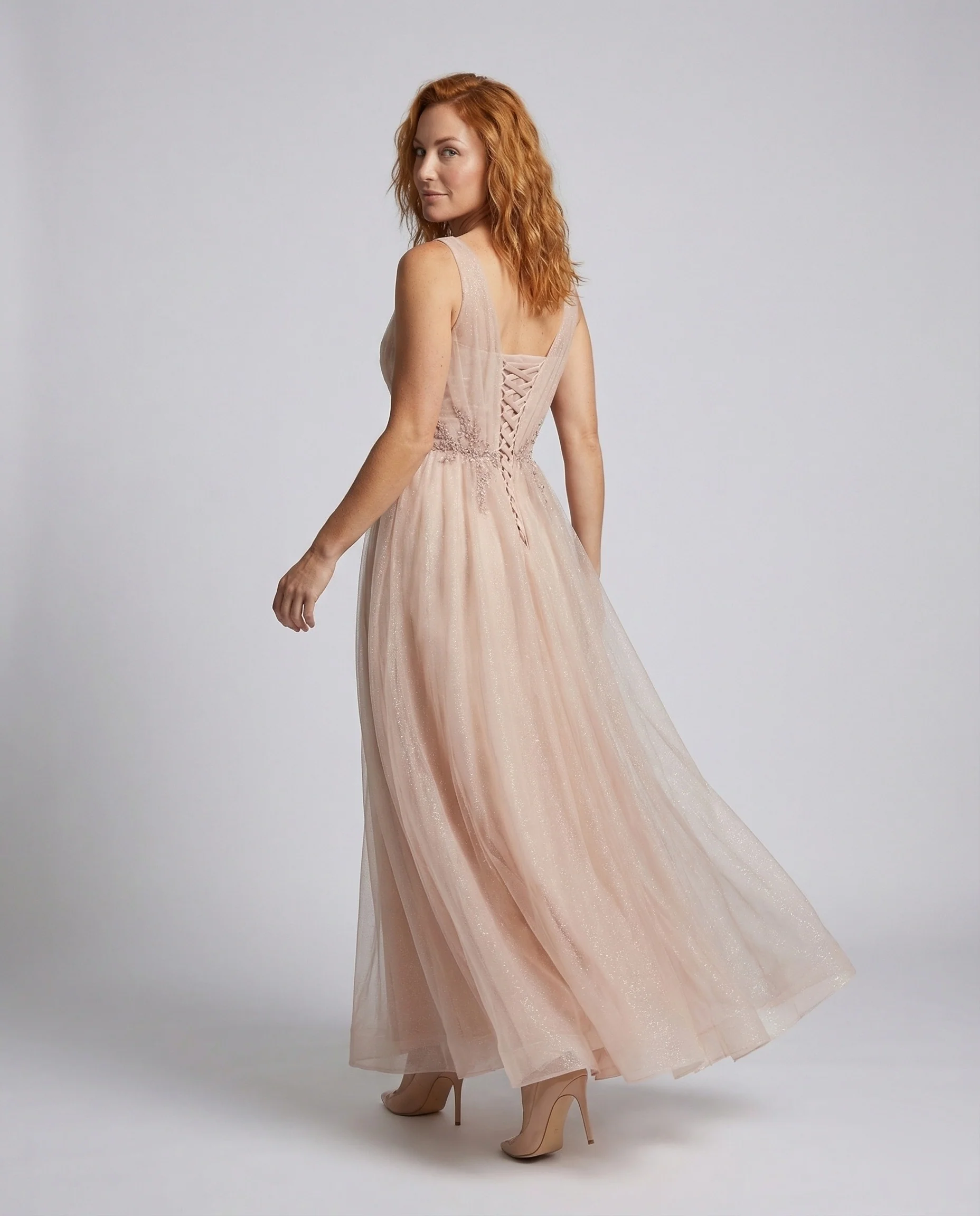 Damen Tüll Abendkleid mit Pailletten - Image 4