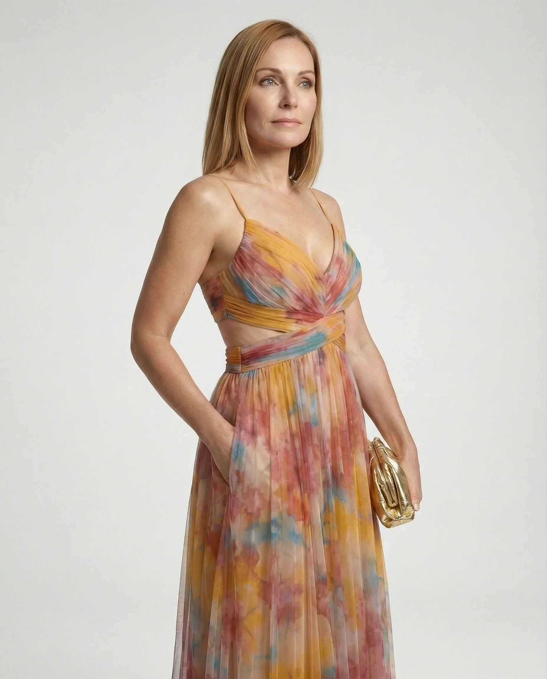 Damen Abendkleid Chiffon mit Cut-Out - Image 2