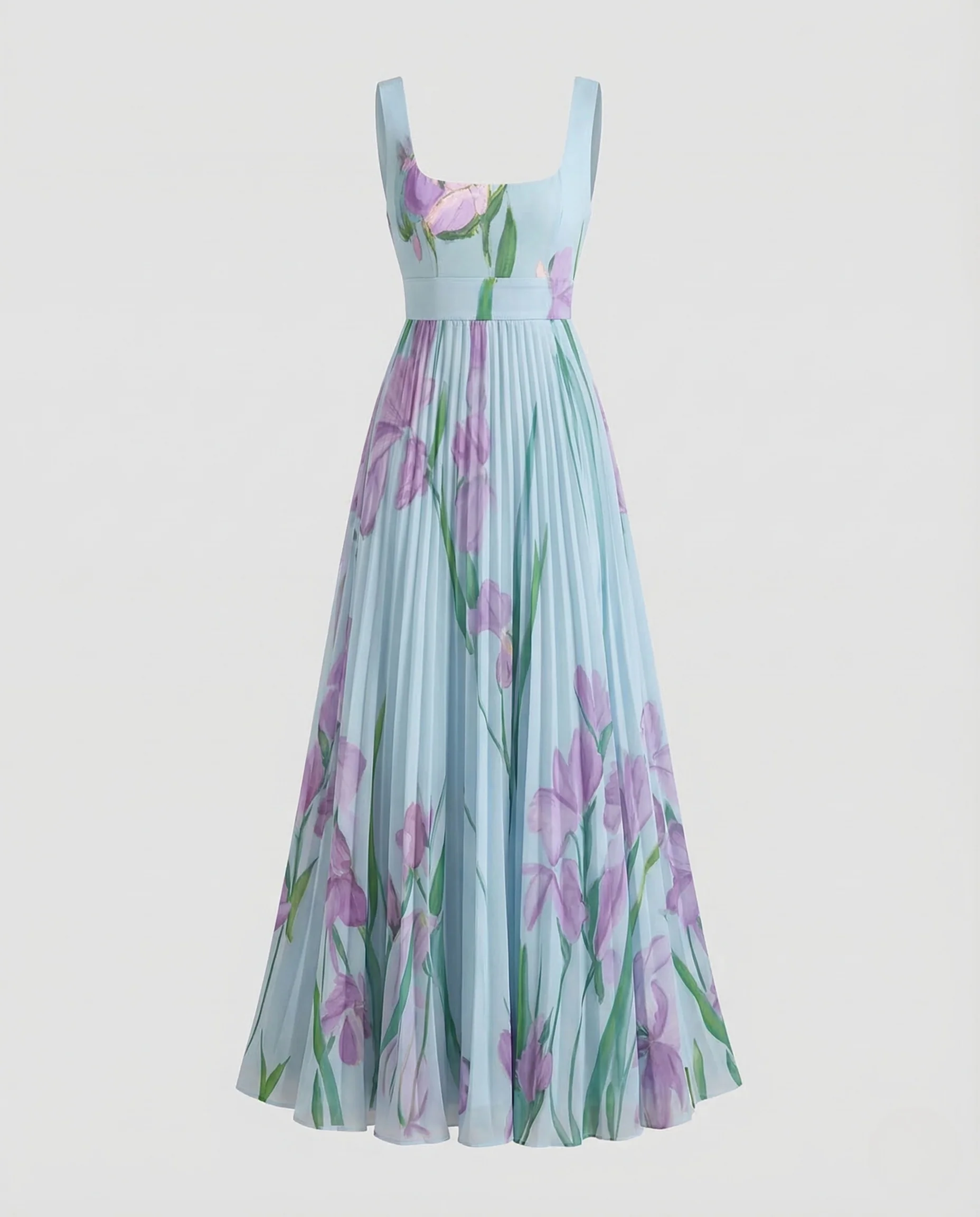 Damen Abendkleid Eckiger Ausschnitt Faltenrock - Image 5