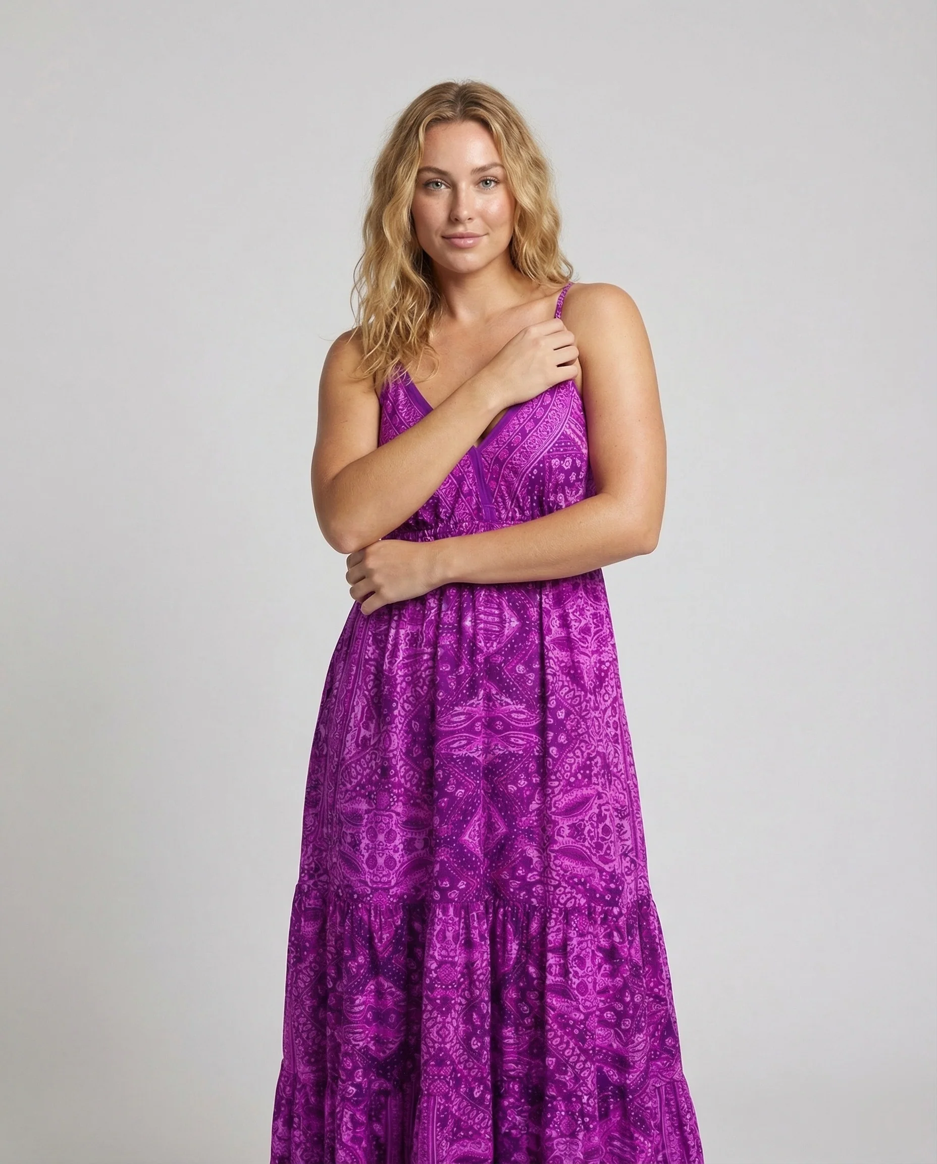 Damen Boho Stufen Maxikleid mit Empire Taille - Image 2