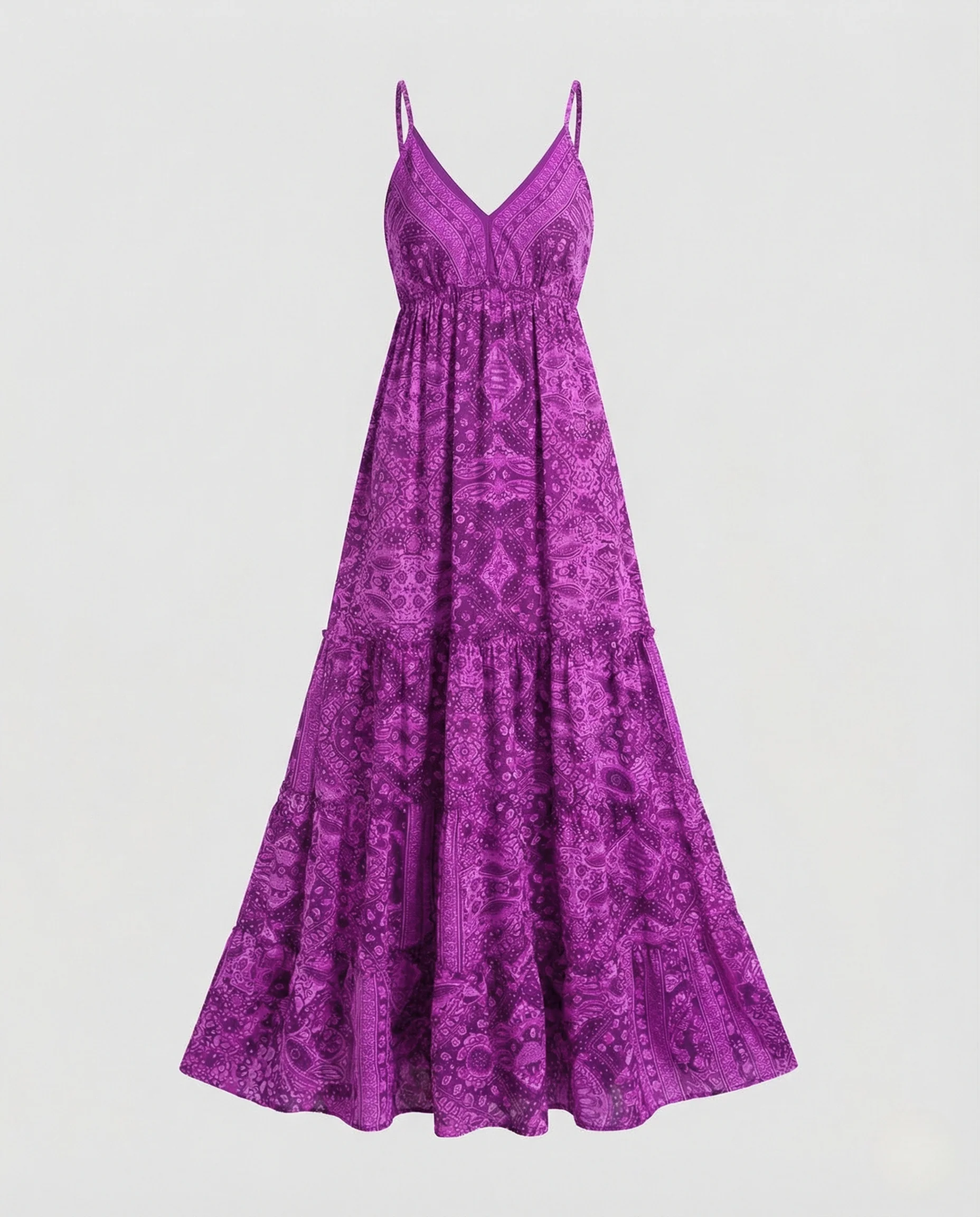 Damen Boho Stufen Maxikleid mit Empire Taille - Image 3