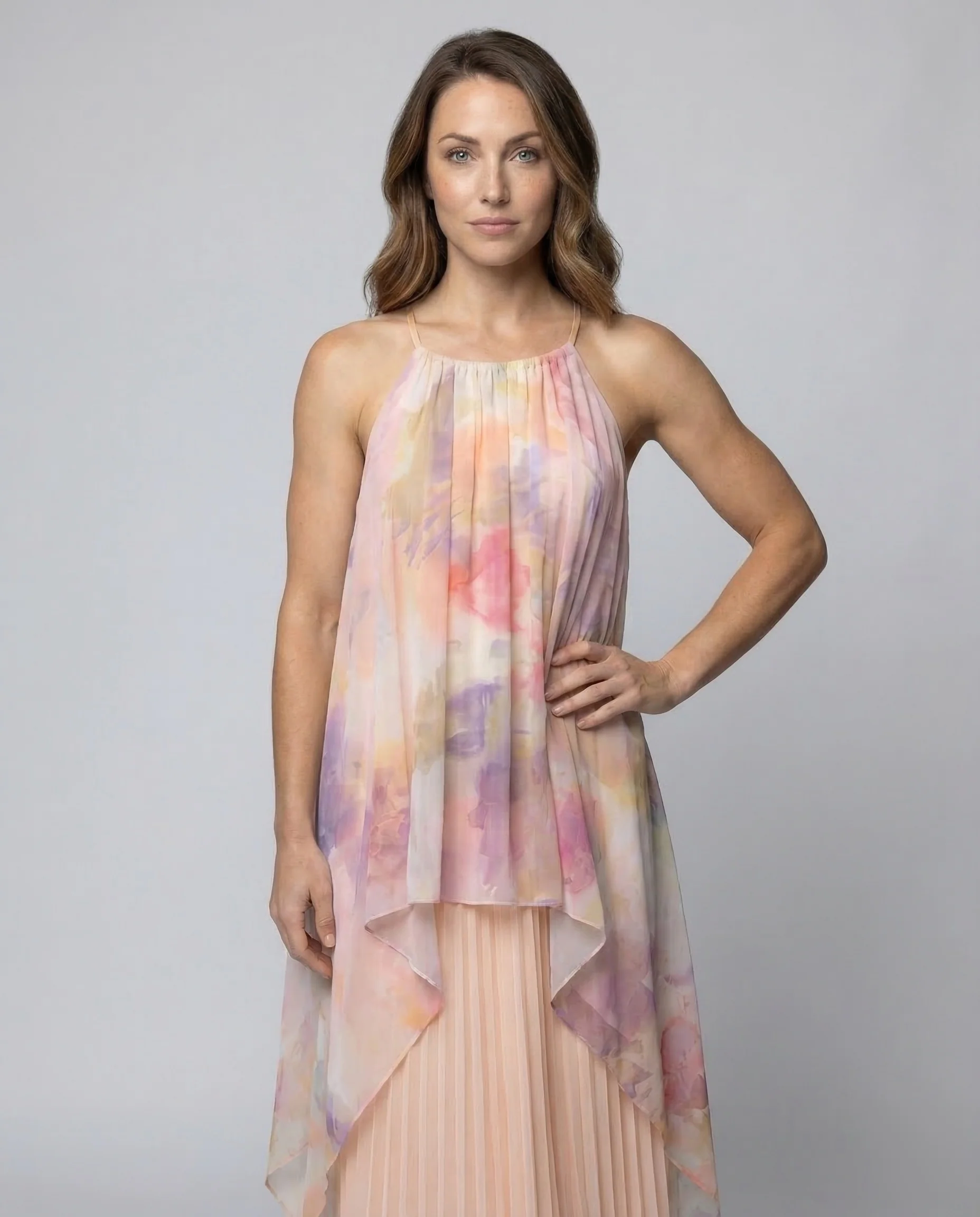 Damen Chiffon Maxikleid Spaghettiträger - Image 2