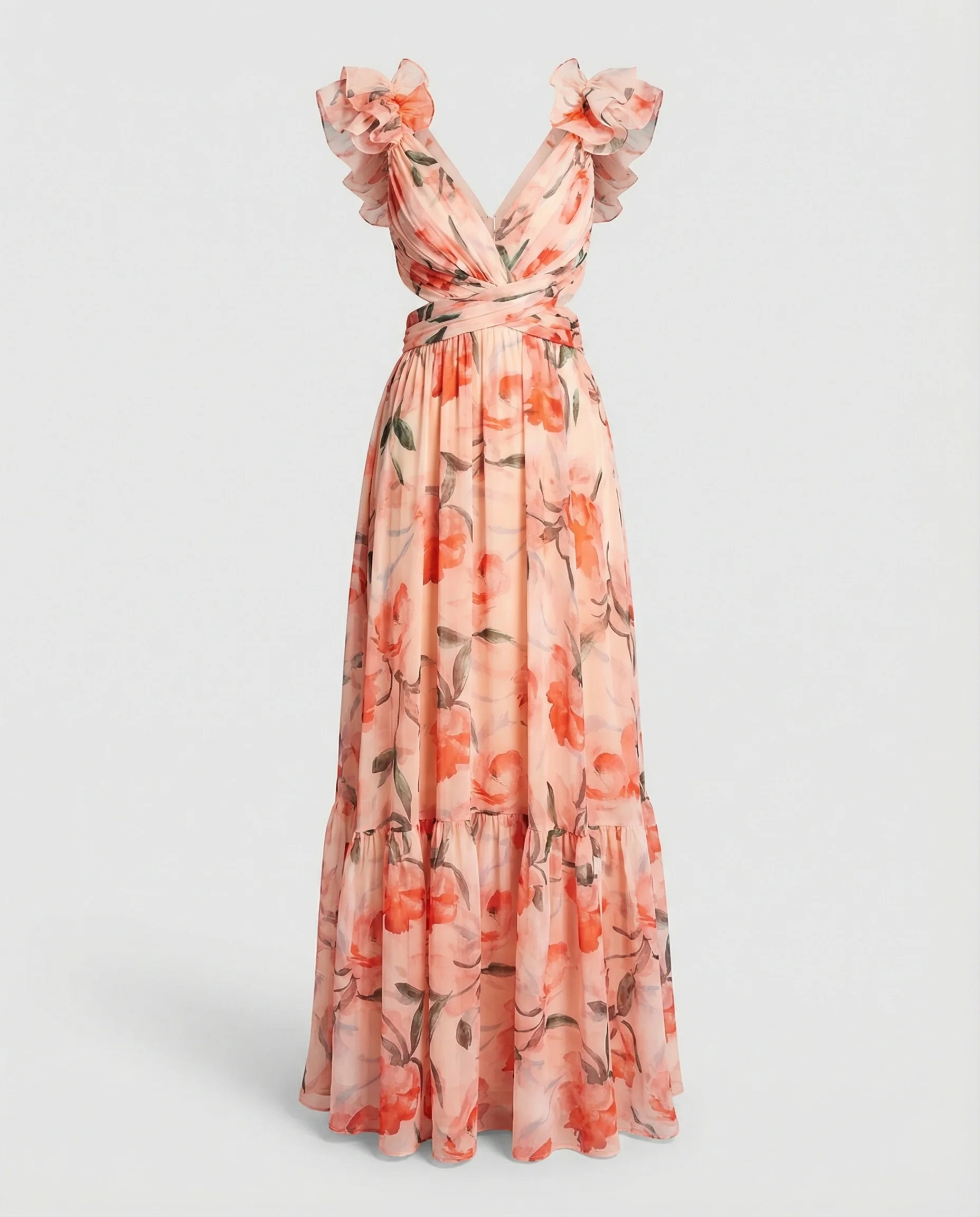 Damen Maxikleid Chiffon V-Ausschnitt - Image 11