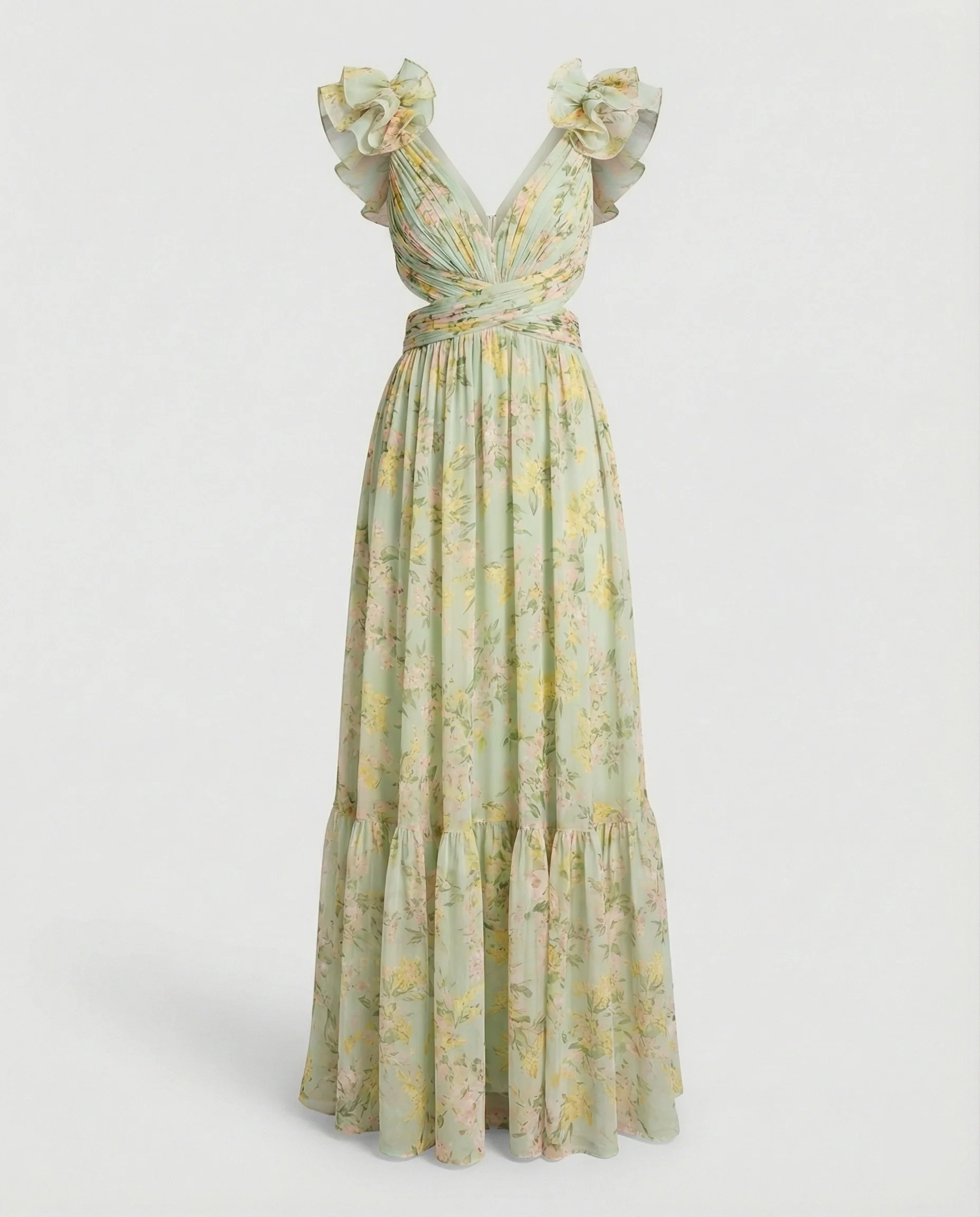 Damen Maxikleid Chiffon V-Ausschnitt - Image 12