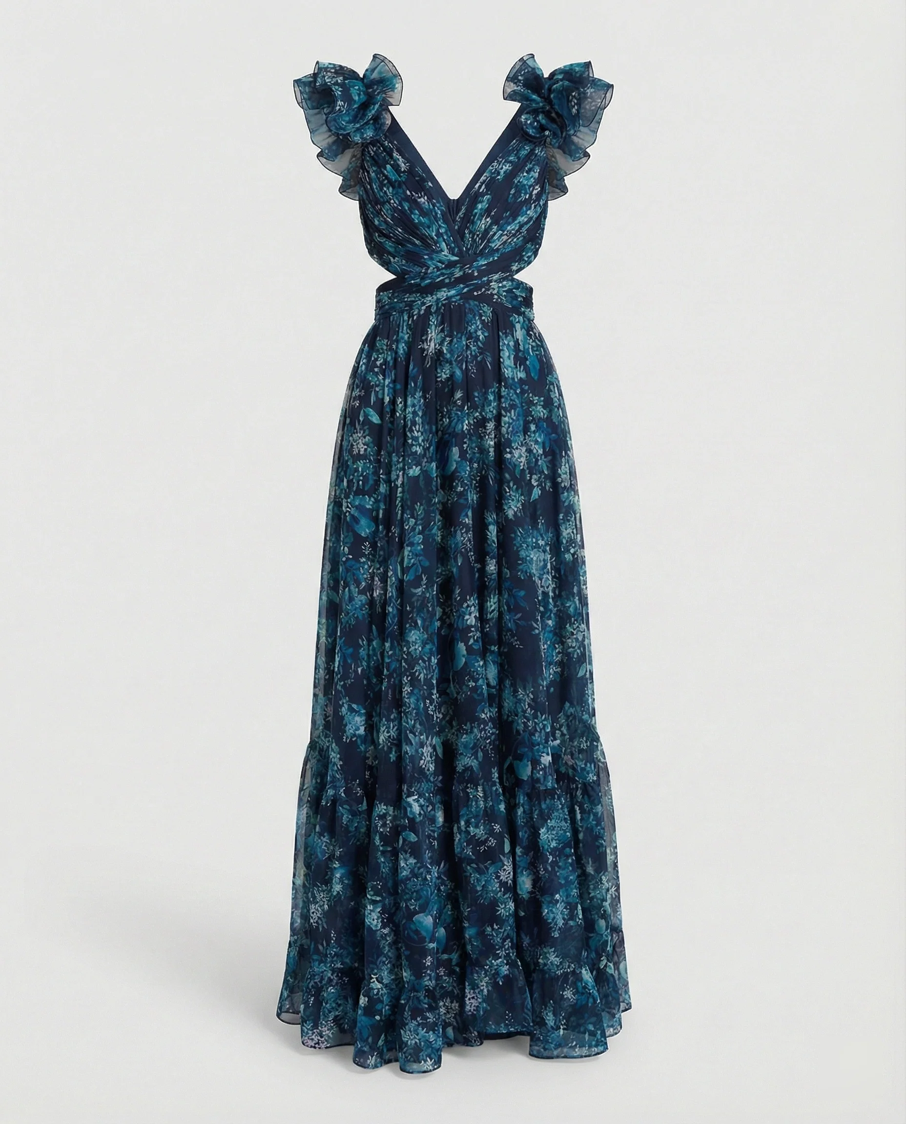 Damen Maxikleid Chiffon V-Ausschnitt - Image 6