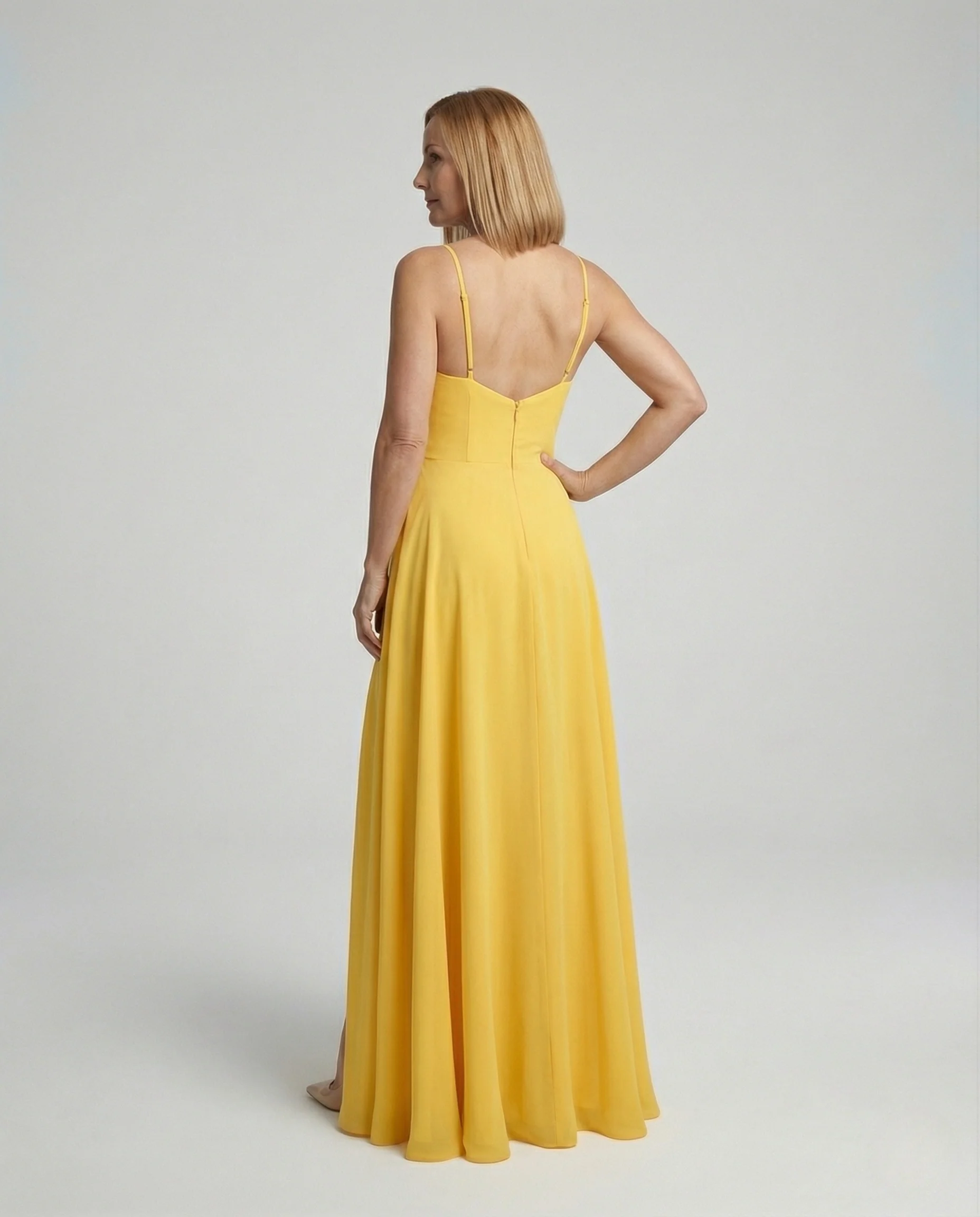 Damen Maxikleid Chiffon V-Ausschnitt - Image 4