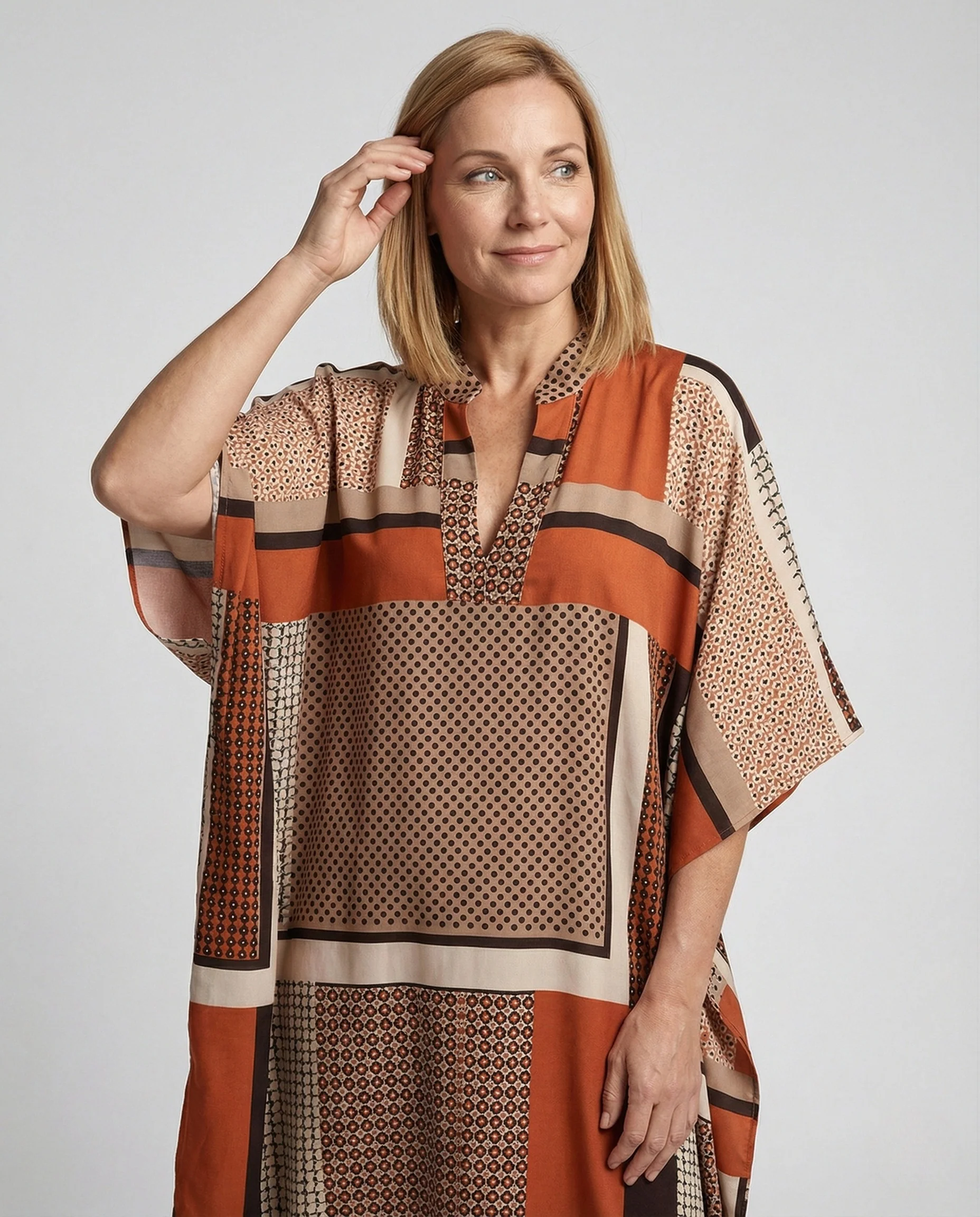 Damen Kaftan Kleid Oversize Print - Image 2