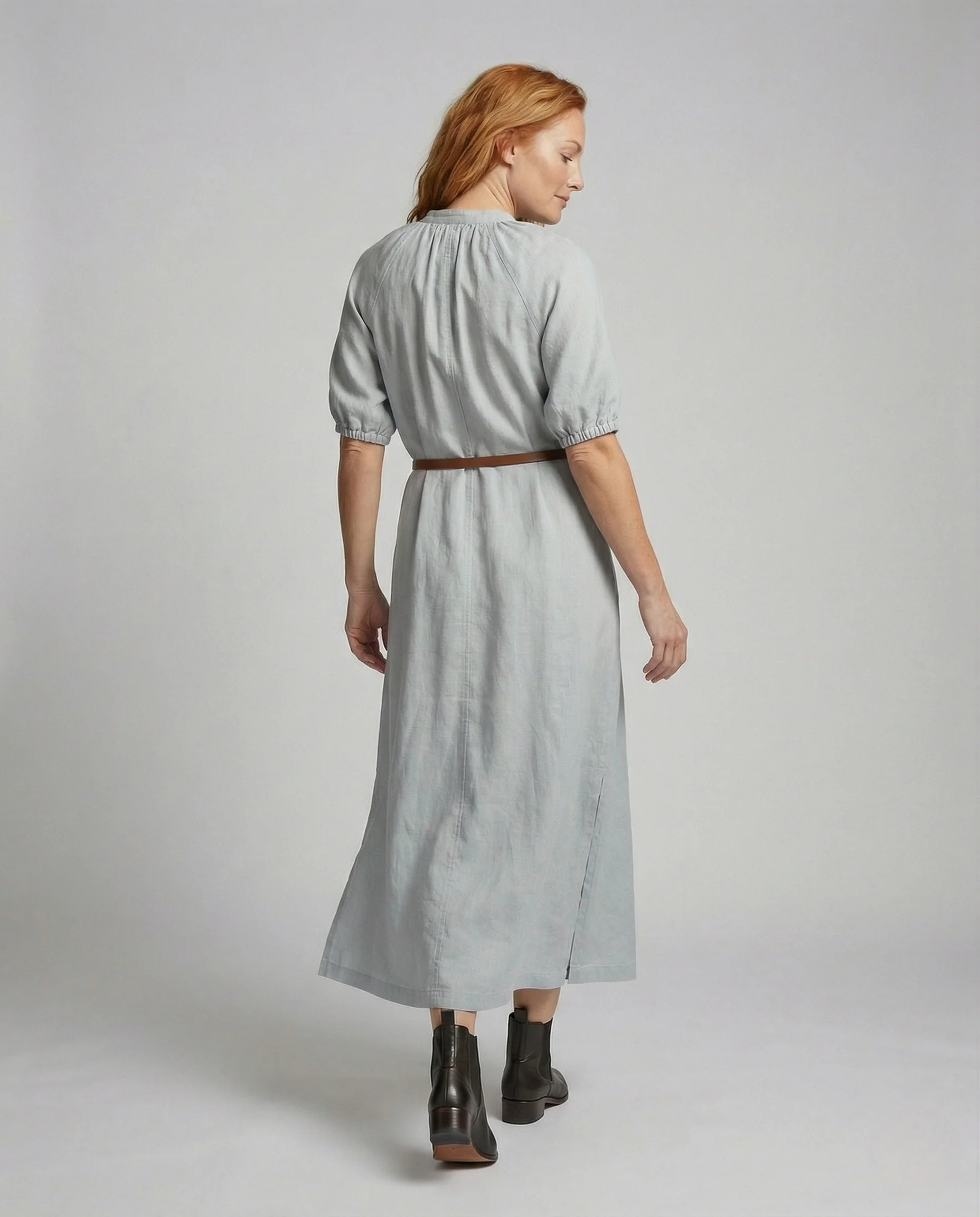 Damen Maxi Hemdkleid mit Bindegürtel - Image 2