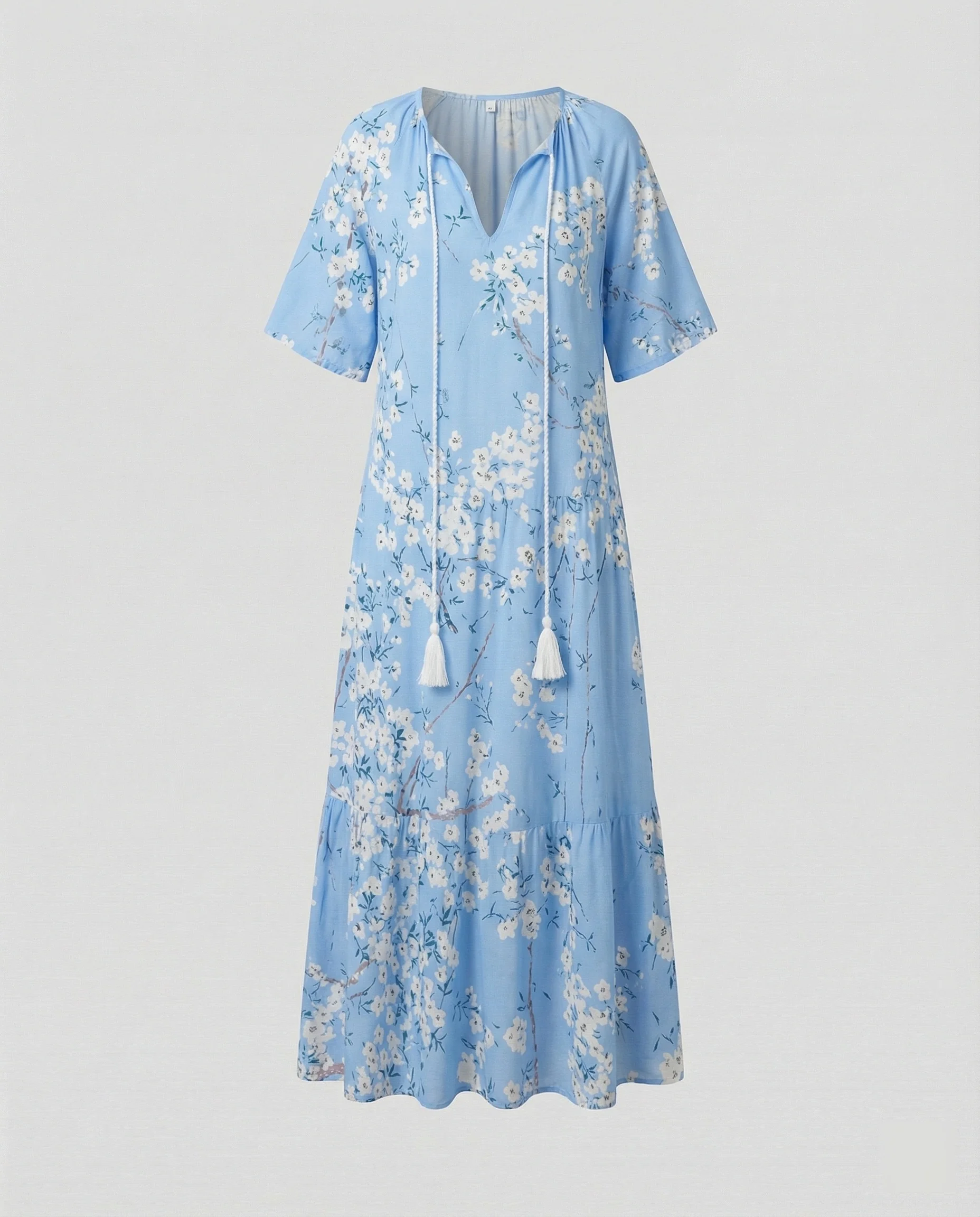 Boho Maxikleid Damen Kordelzug - Image 4