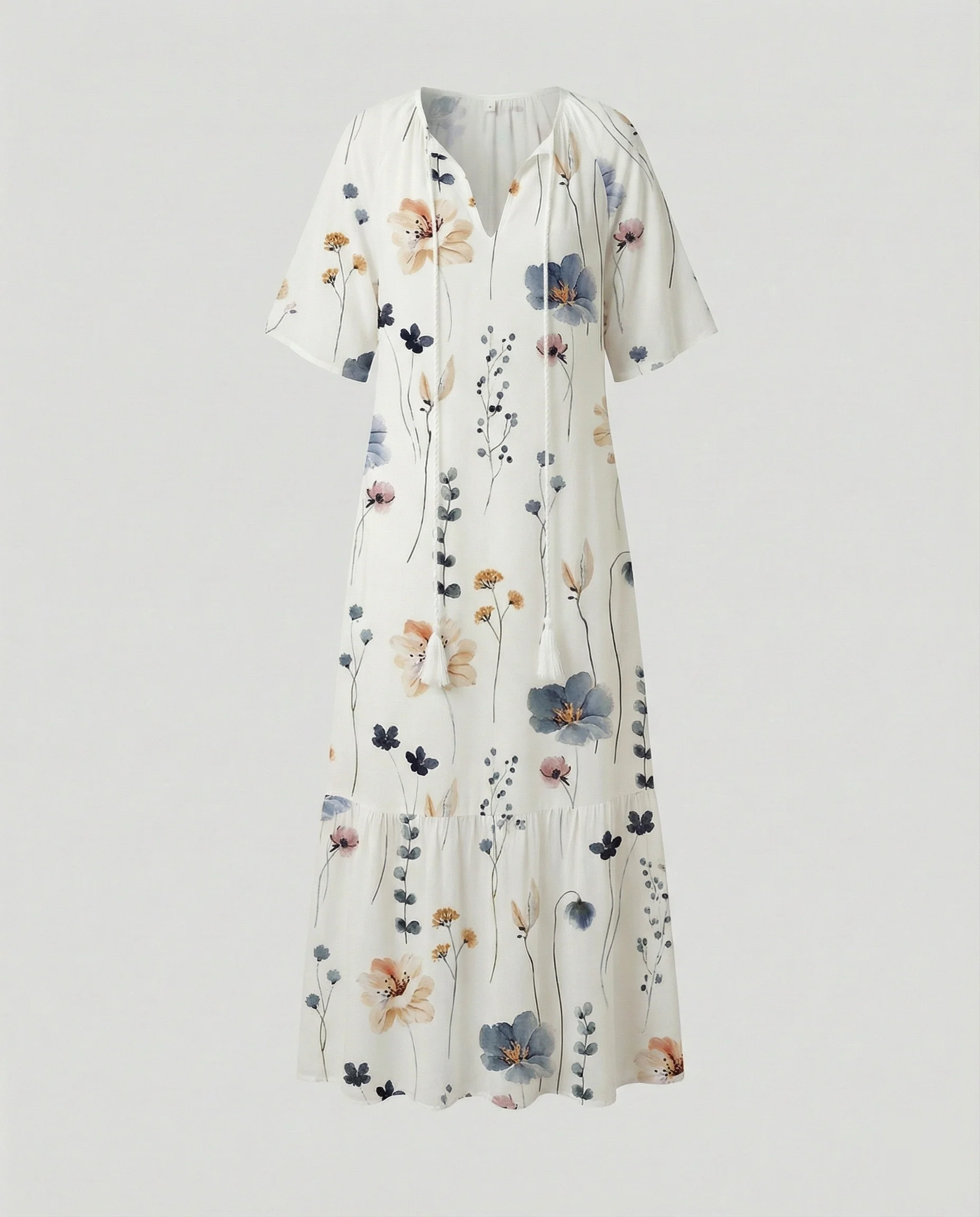 Boho Maxikleid Damen Kordelzug - Image 6