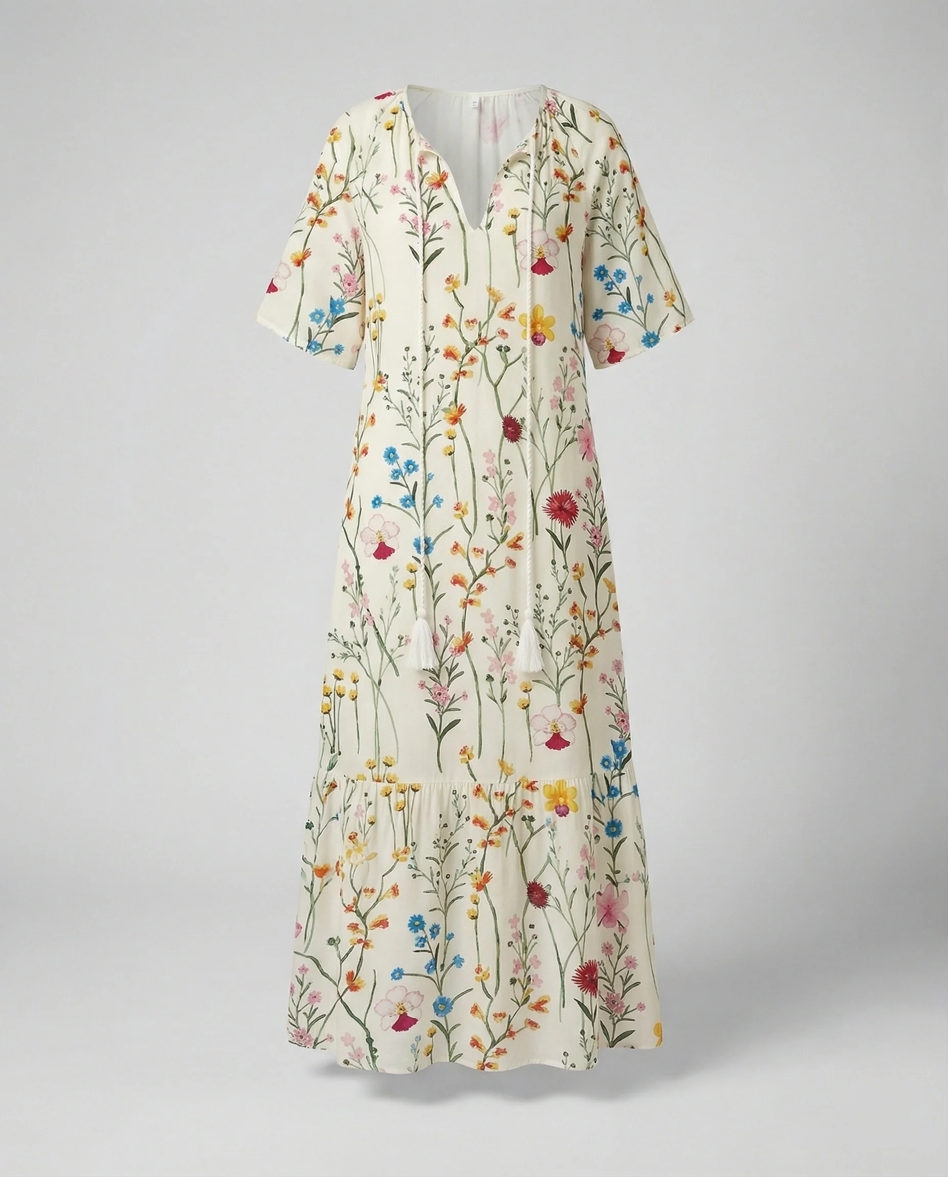 Boho Maxikleid Damen Kordelzug - Image 8