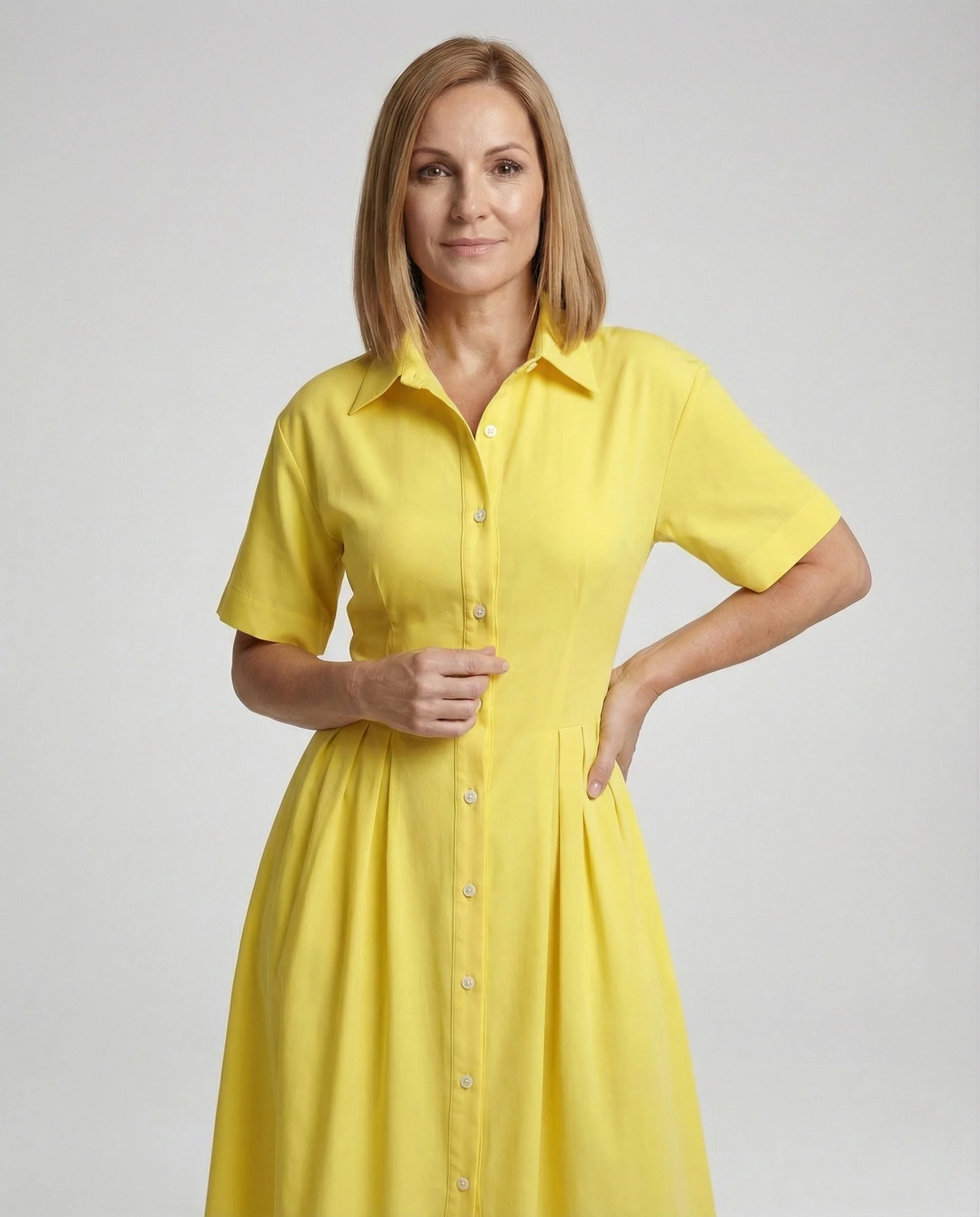 Damen Maxikleid im Hemdblusenstil mit Beinschlitz - Image 2