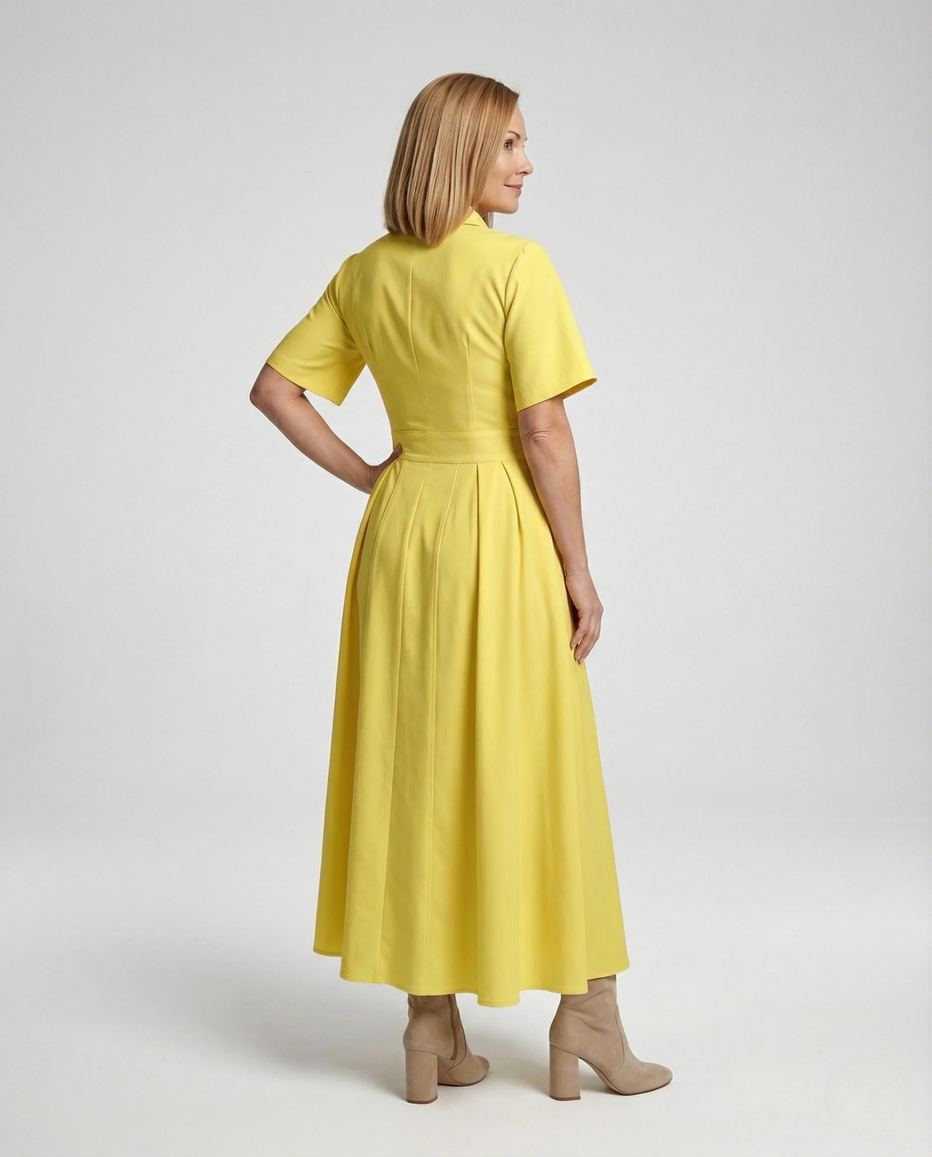 Damen Maxikleid im Hemdblusenstil mit Beinschlitz - Image 4
