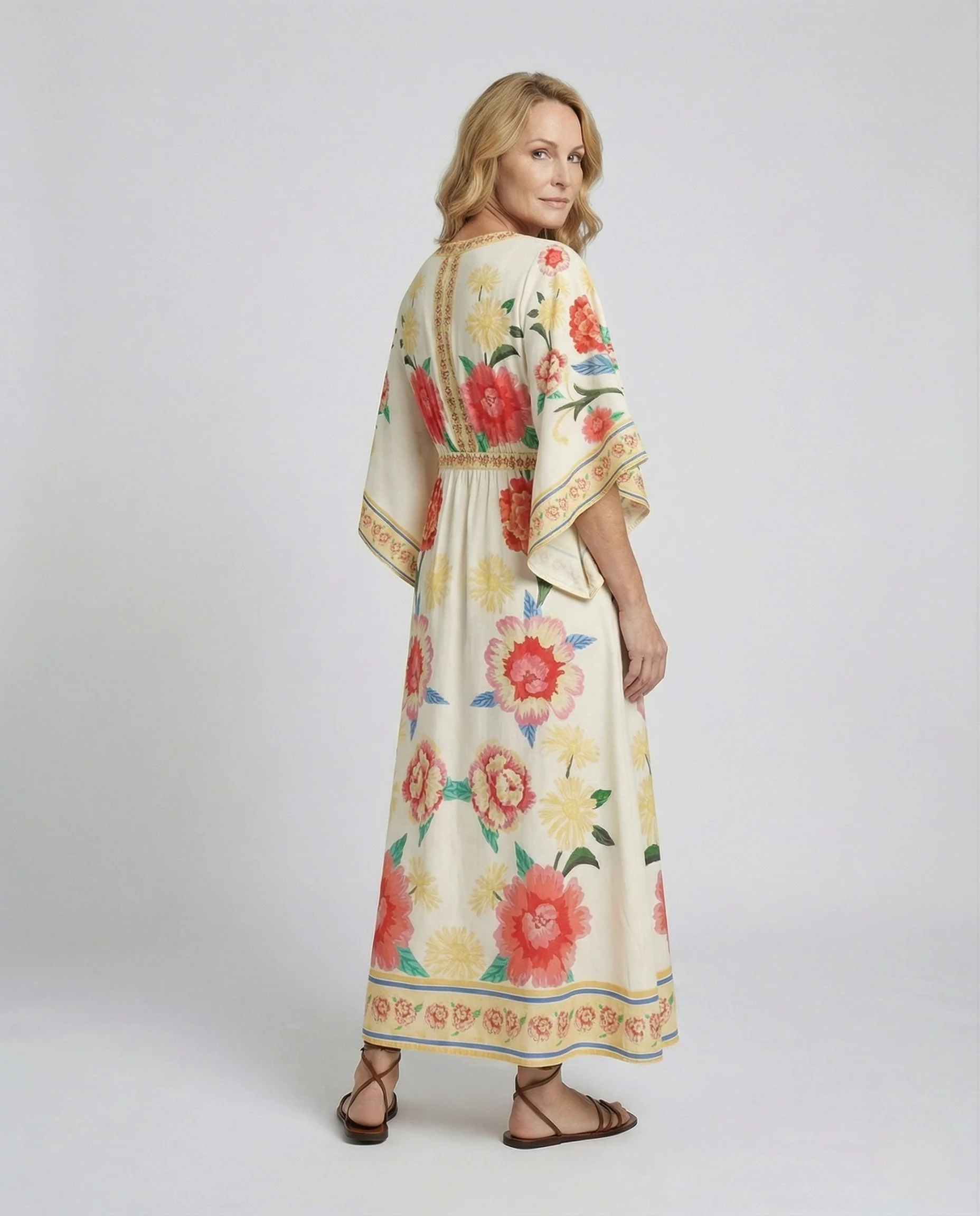 Maxikleid Mit Bordürenprint Damen - Image 3