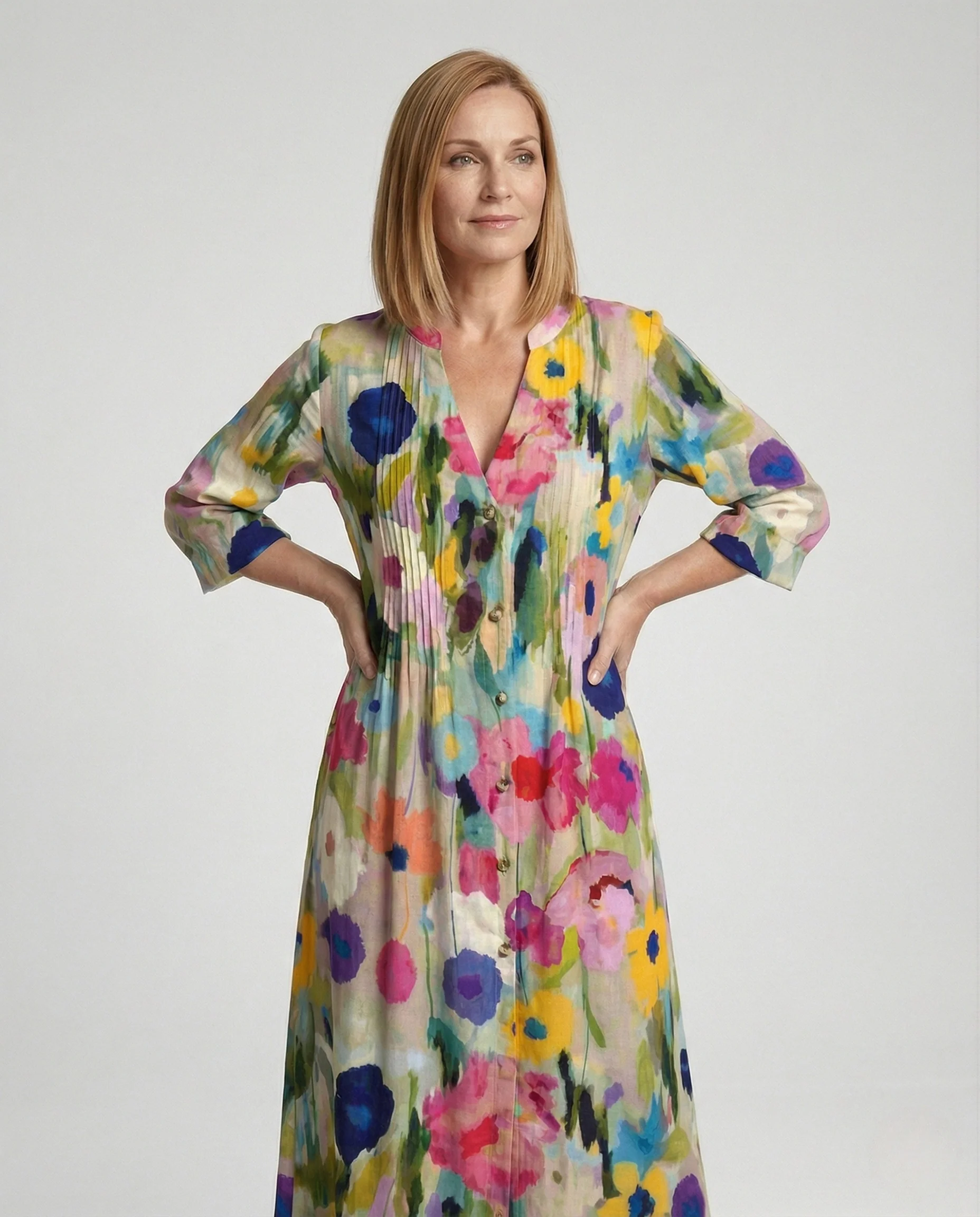 Damen Maxikleid floral V-Ausschnitt - Image 2
