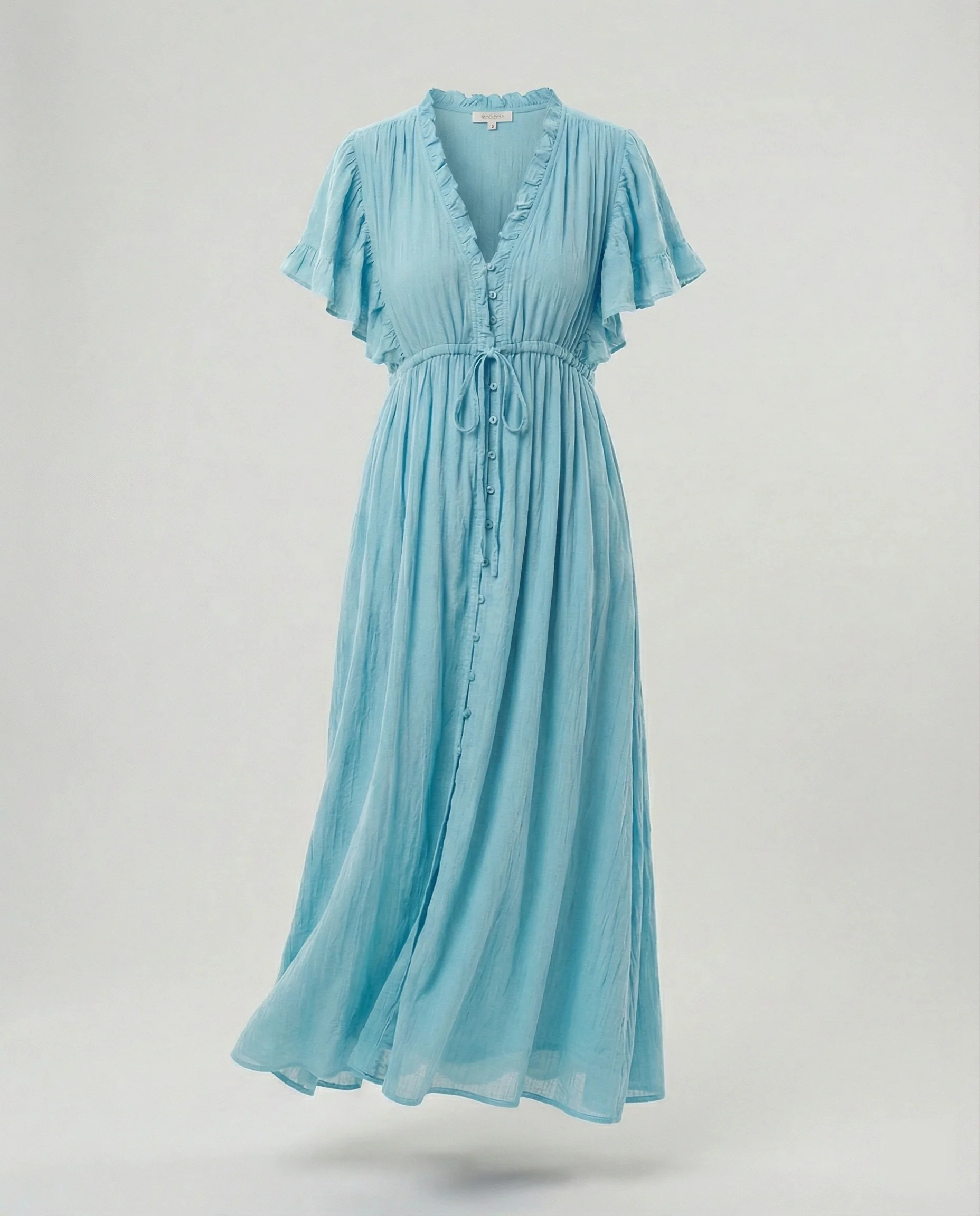 Maxikleid Mit Knopfleiste Und Flügelärmeln Damen - Image 5
