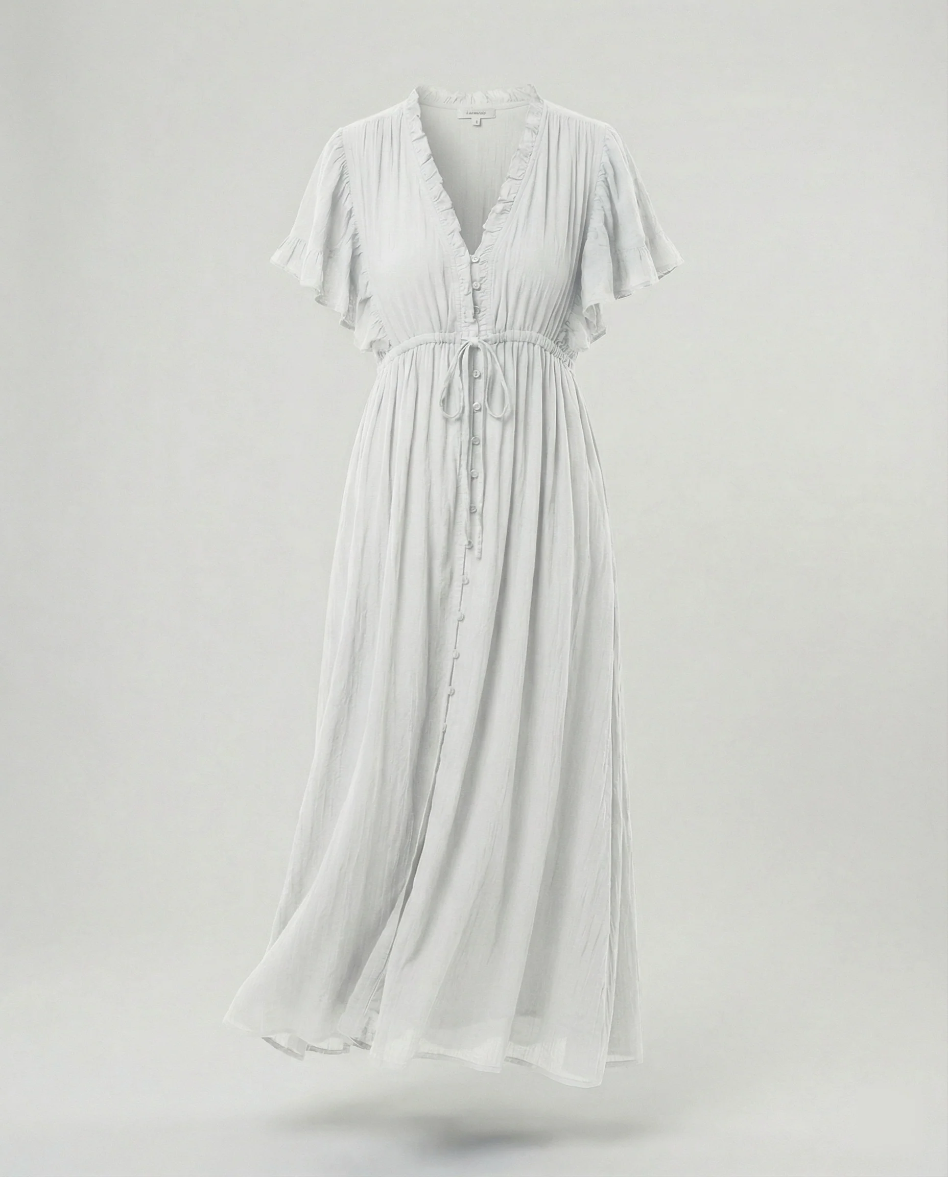 Maxikleid Mit Knopfleiste Und Flügelärmeln Damen - Image 7