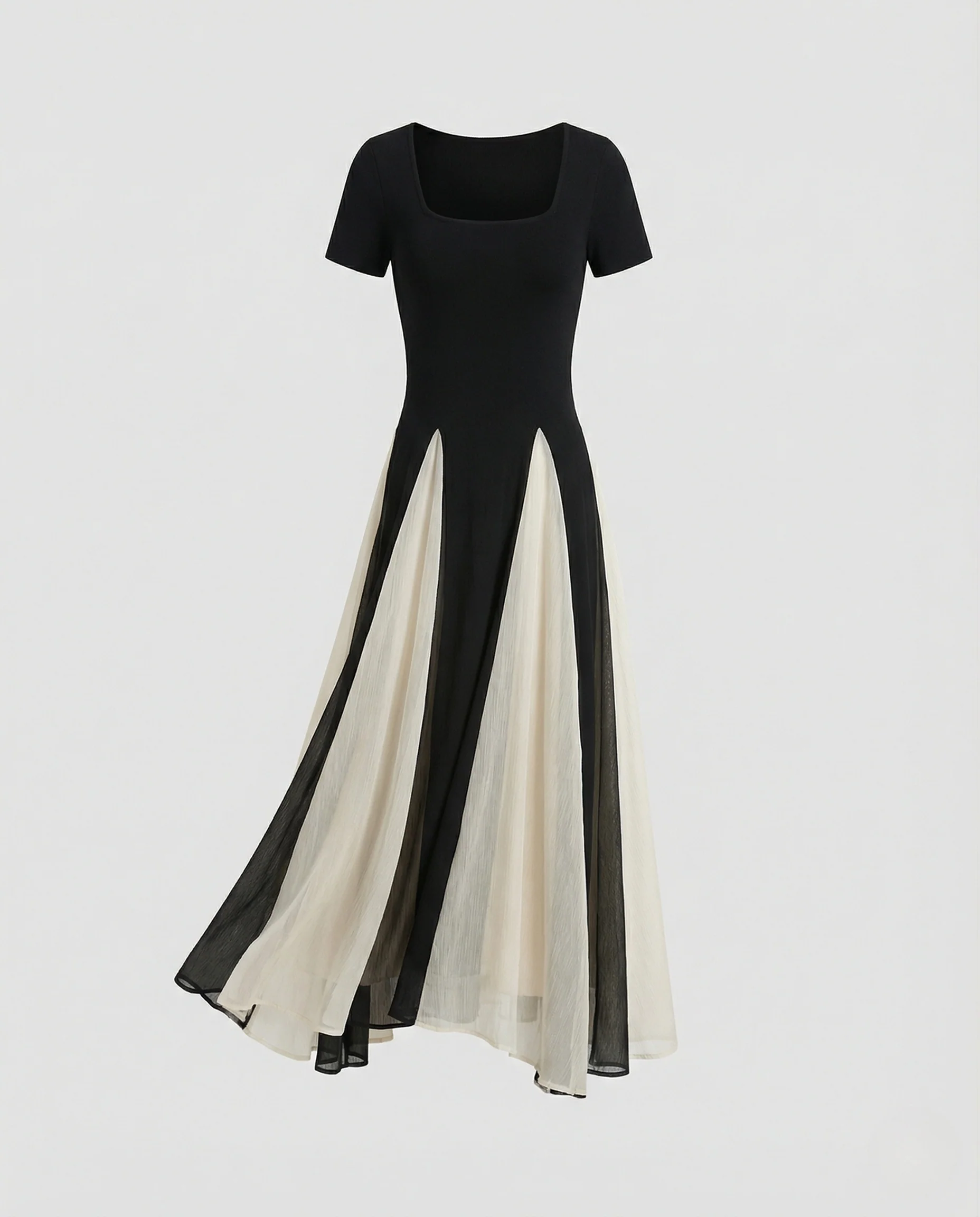 Maxikleid Mit Kontrast Paneelen Damen - Image 5
